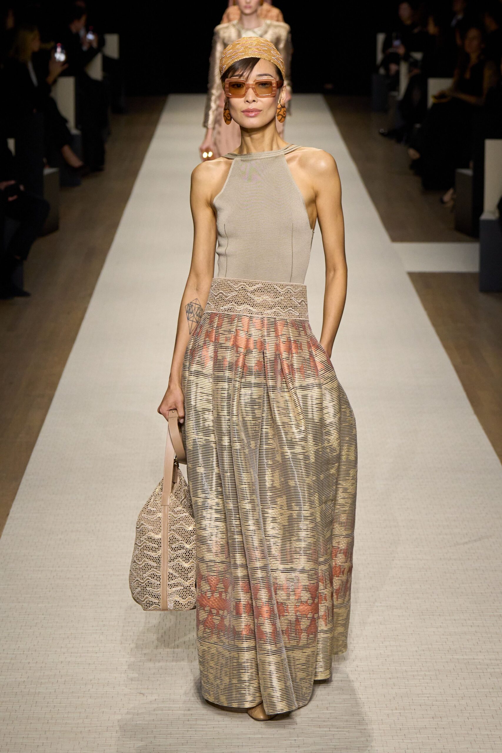 beige silk sleeveless maxi dress