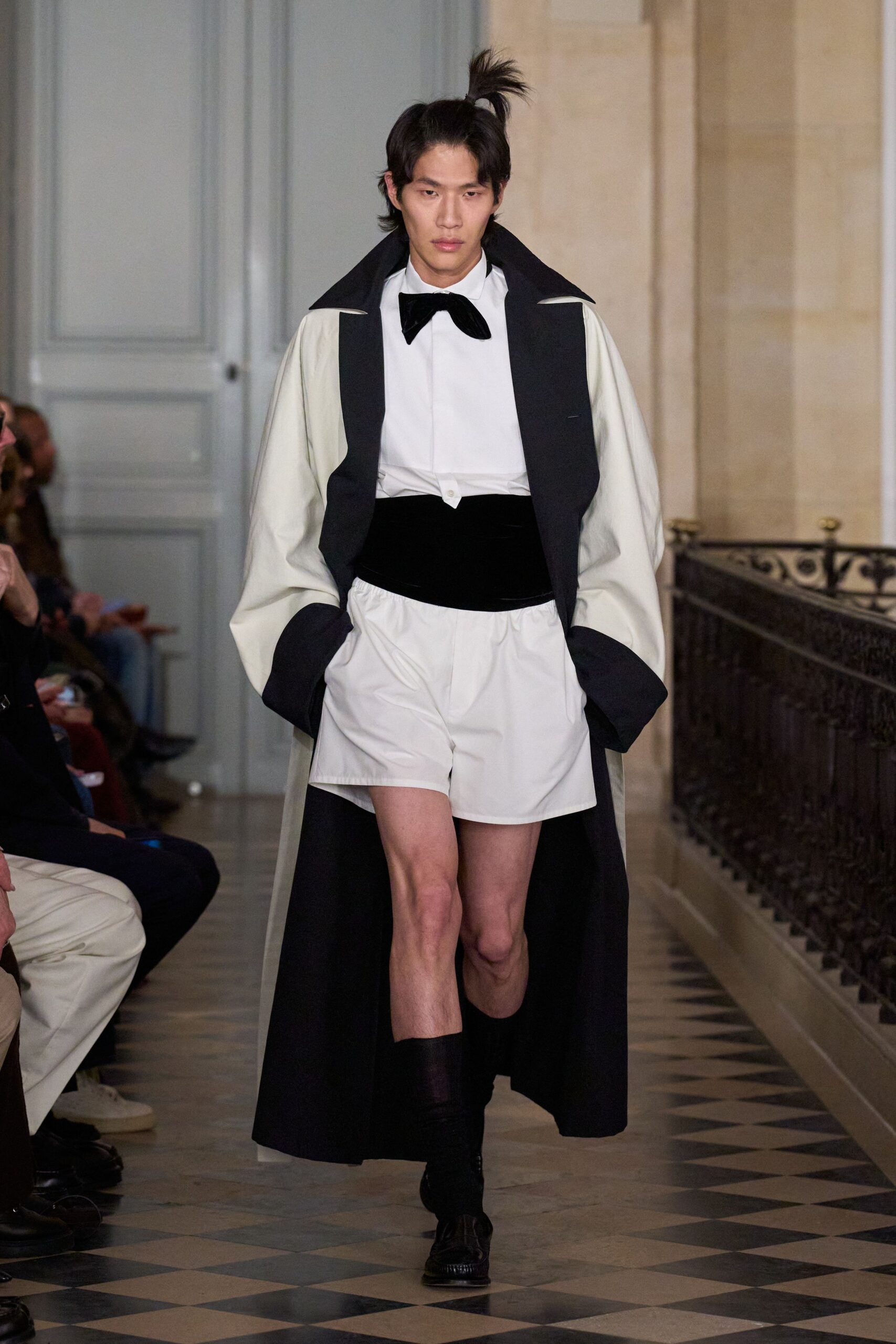 black and white layered coat