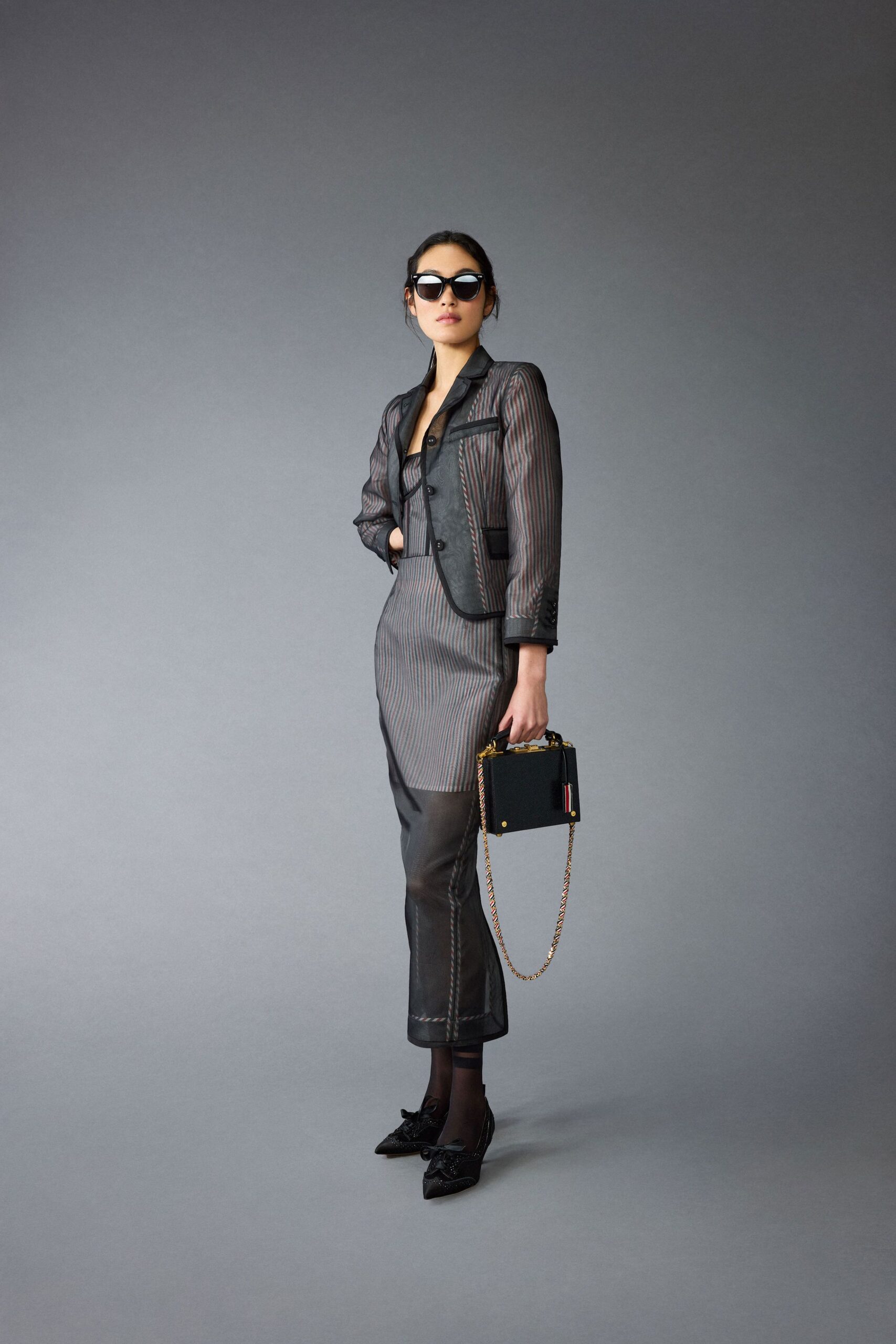 black striped blazer and dress