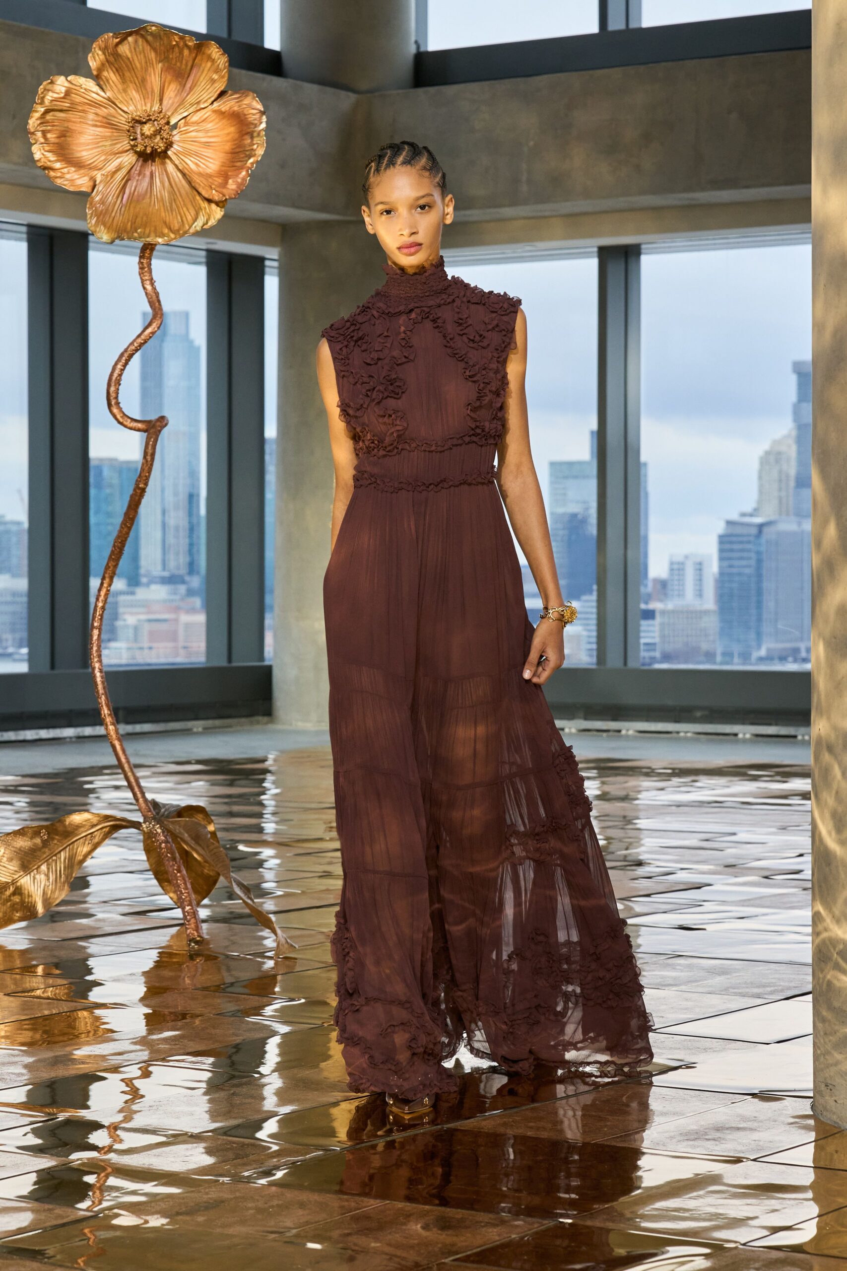 maroon silk sleeveless gown