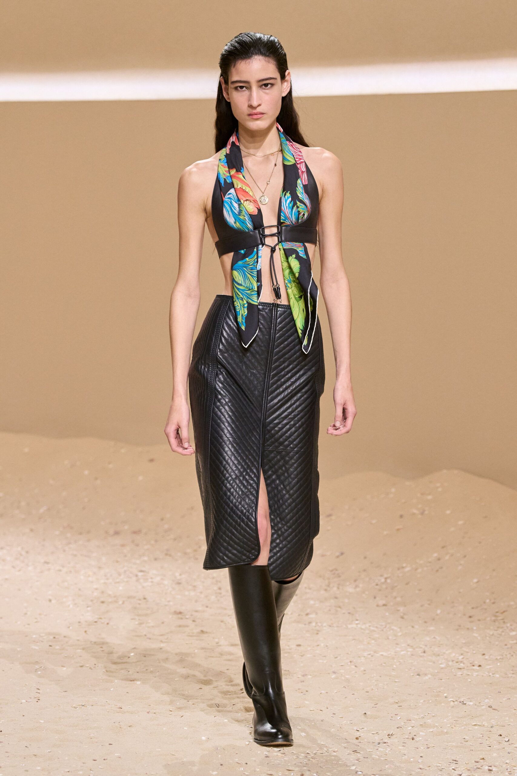 black leather top and skirt