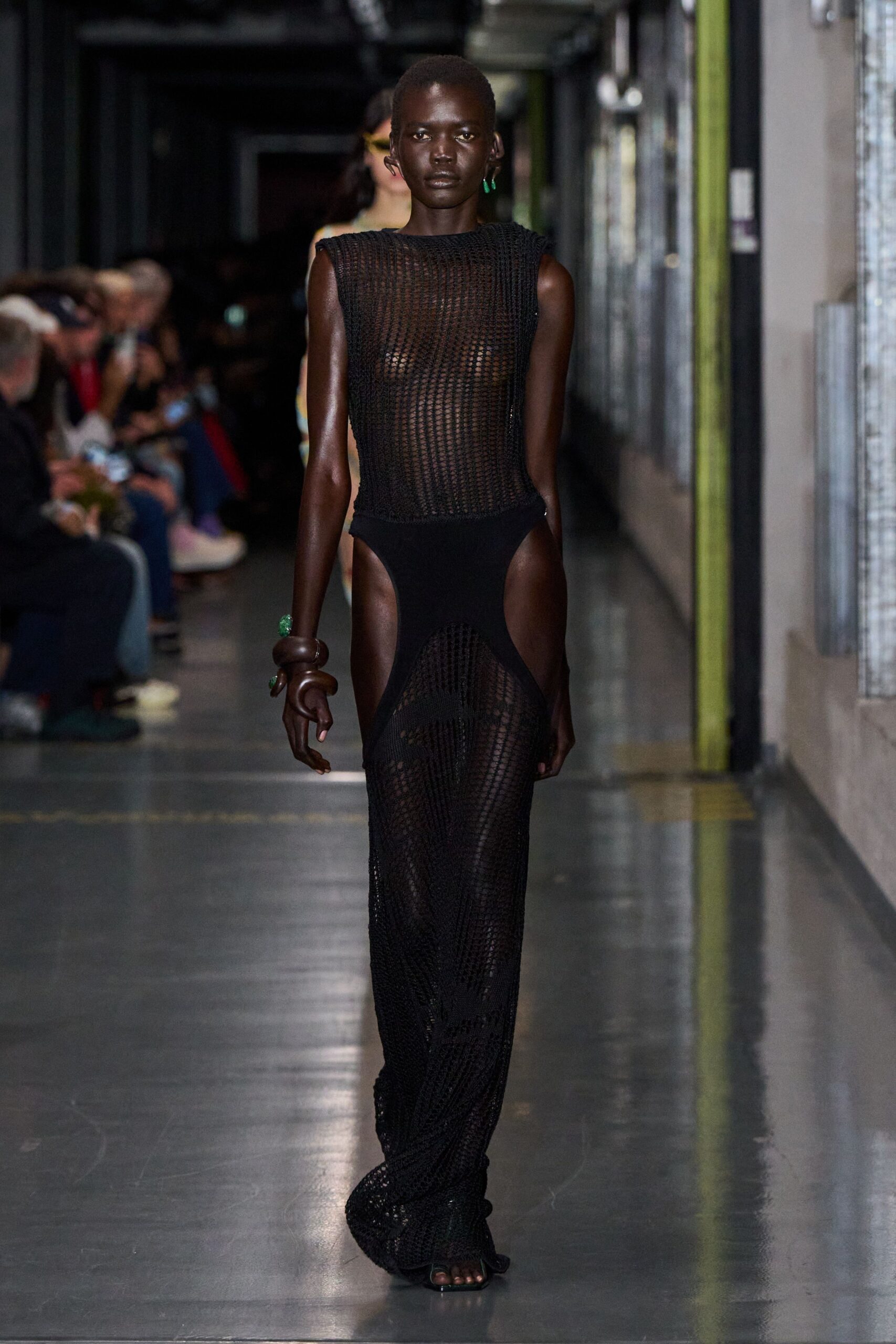 black mesh sleeveless dress