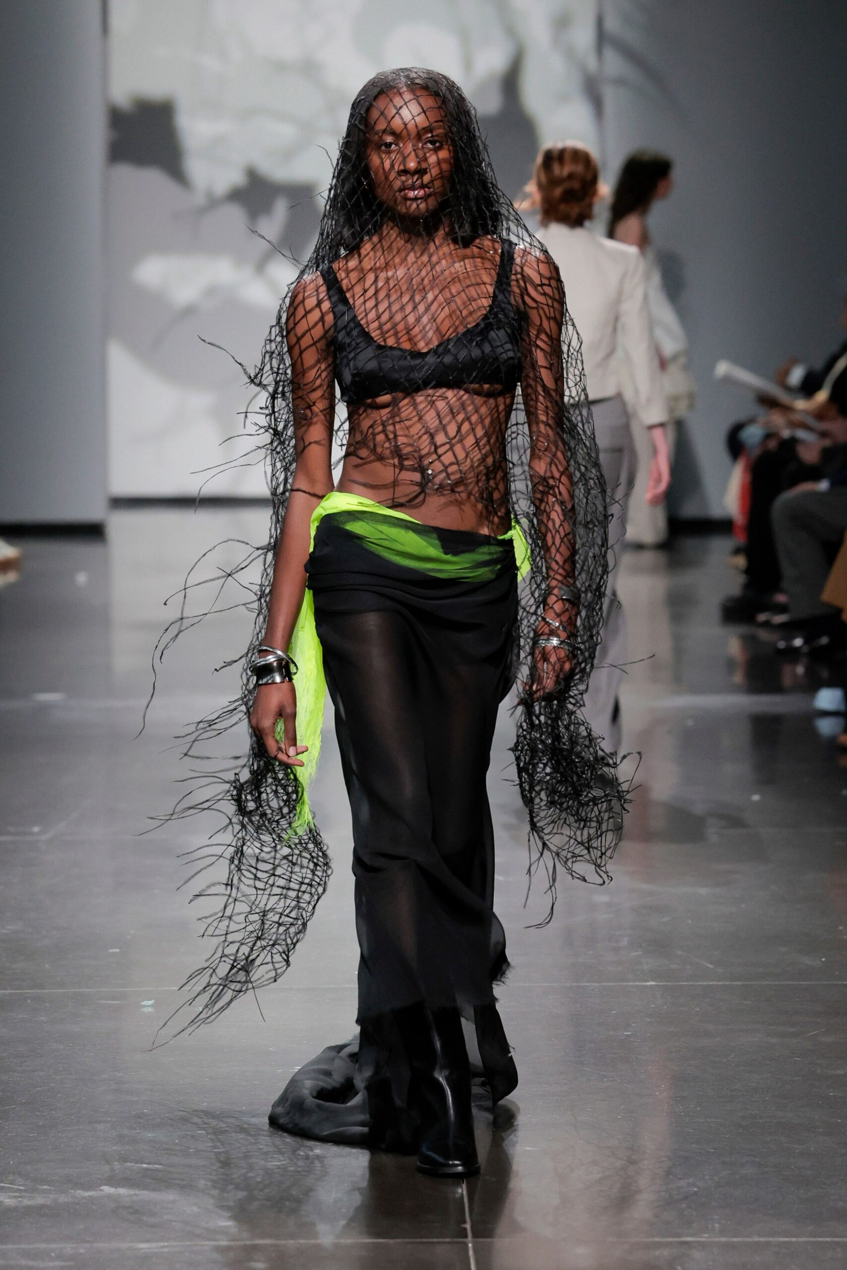 black silk top layered skirt