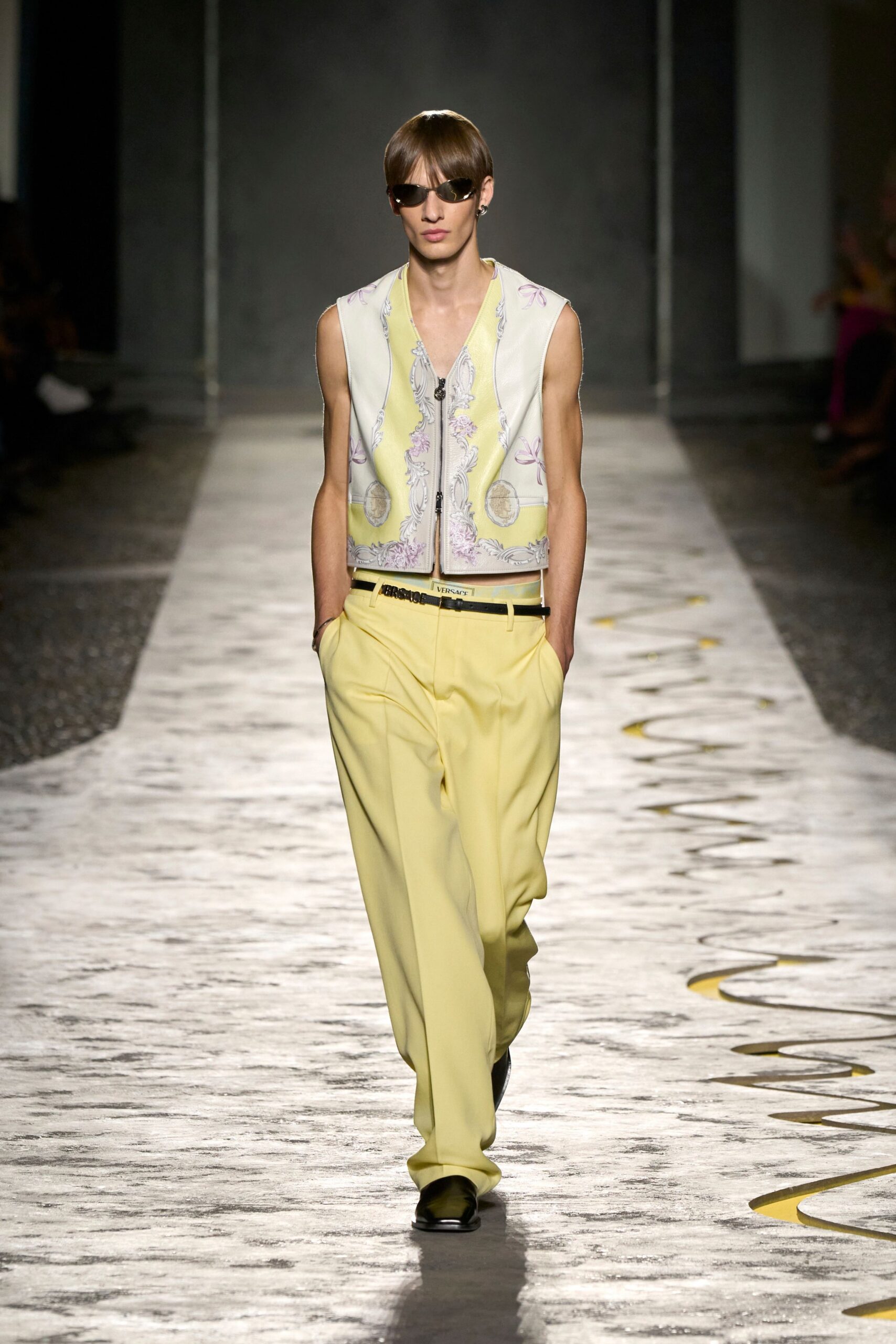 yellow cotton relaxed wide-leg pants