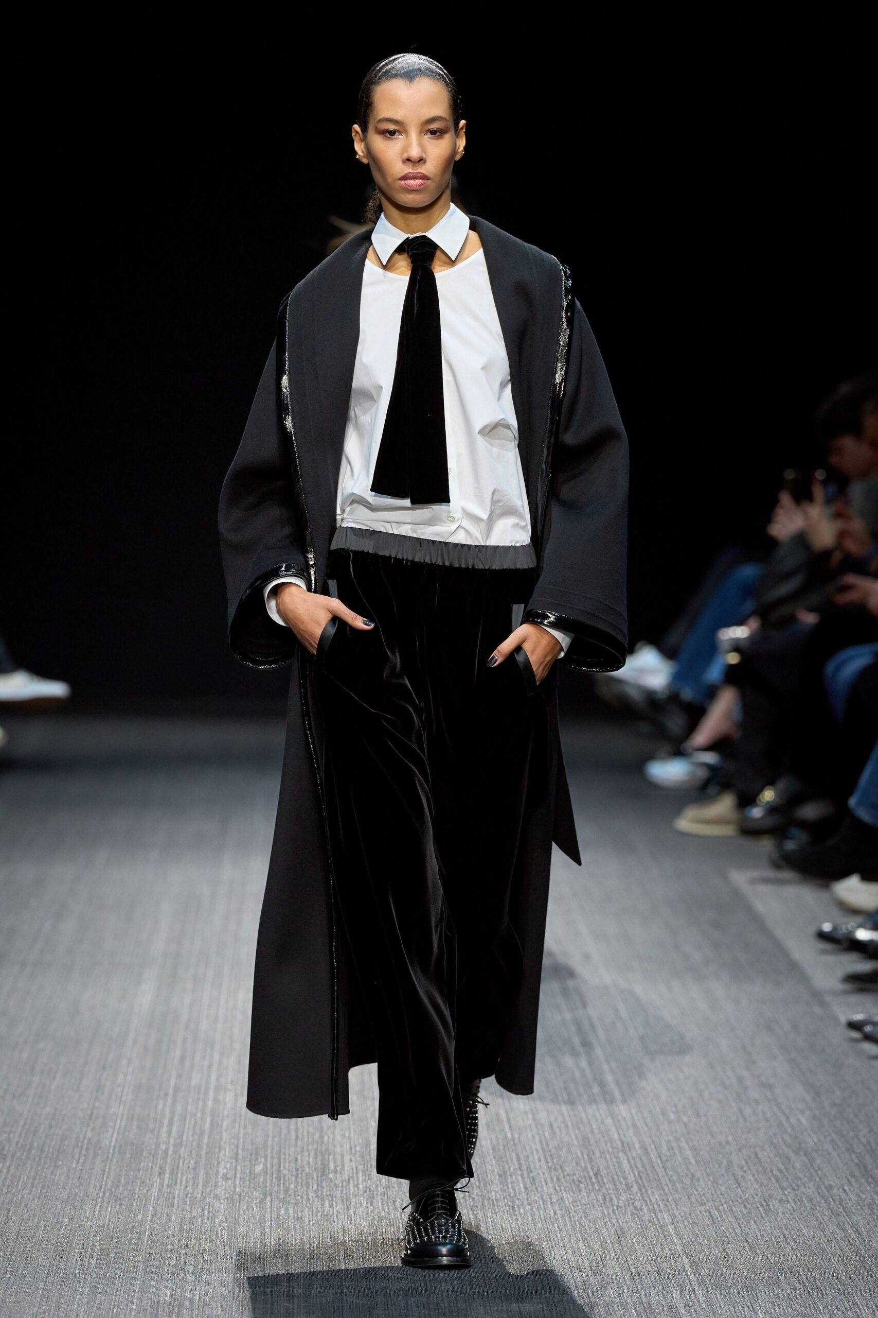 black velvet coat with white shirt