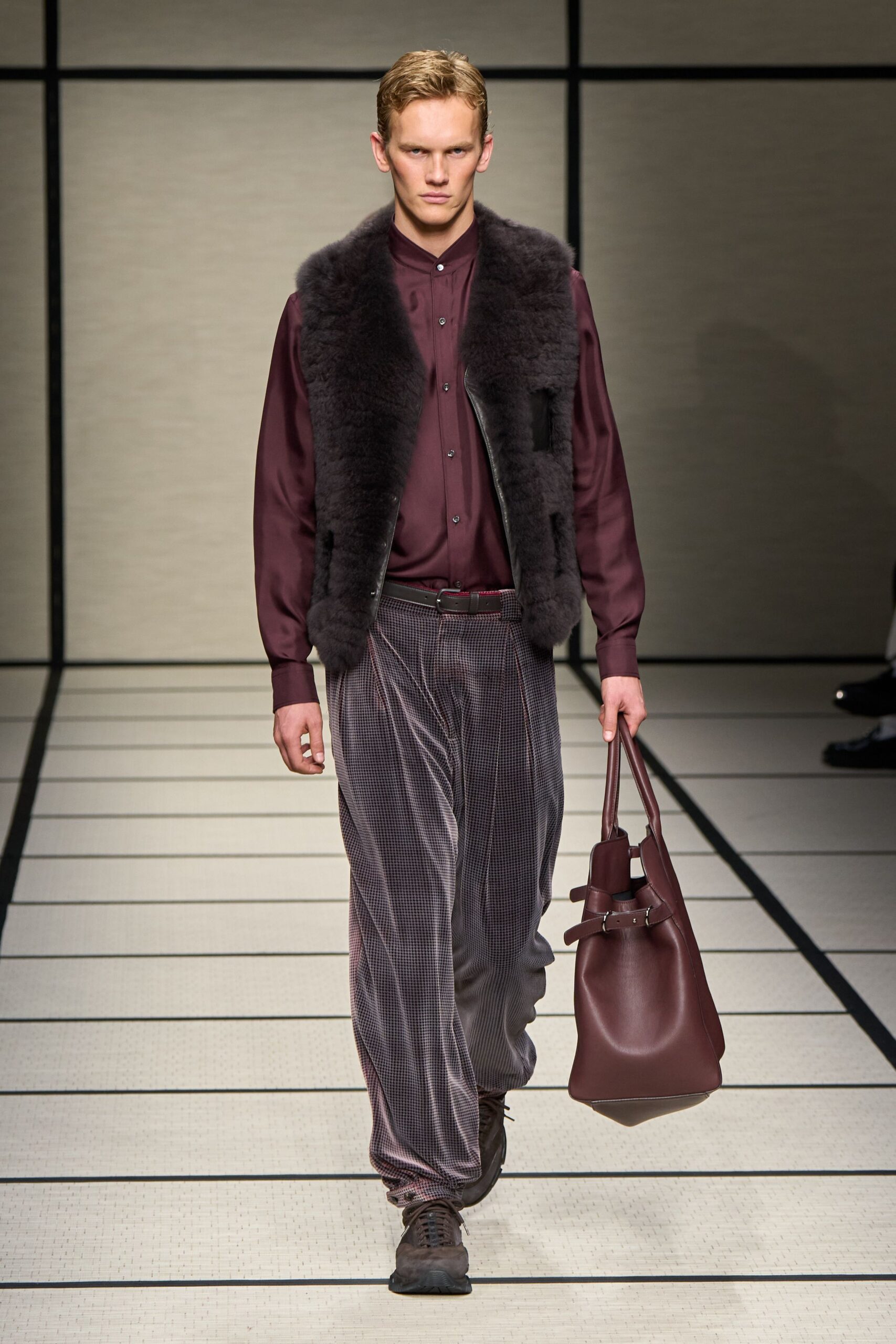 brown fur relaxed vest
