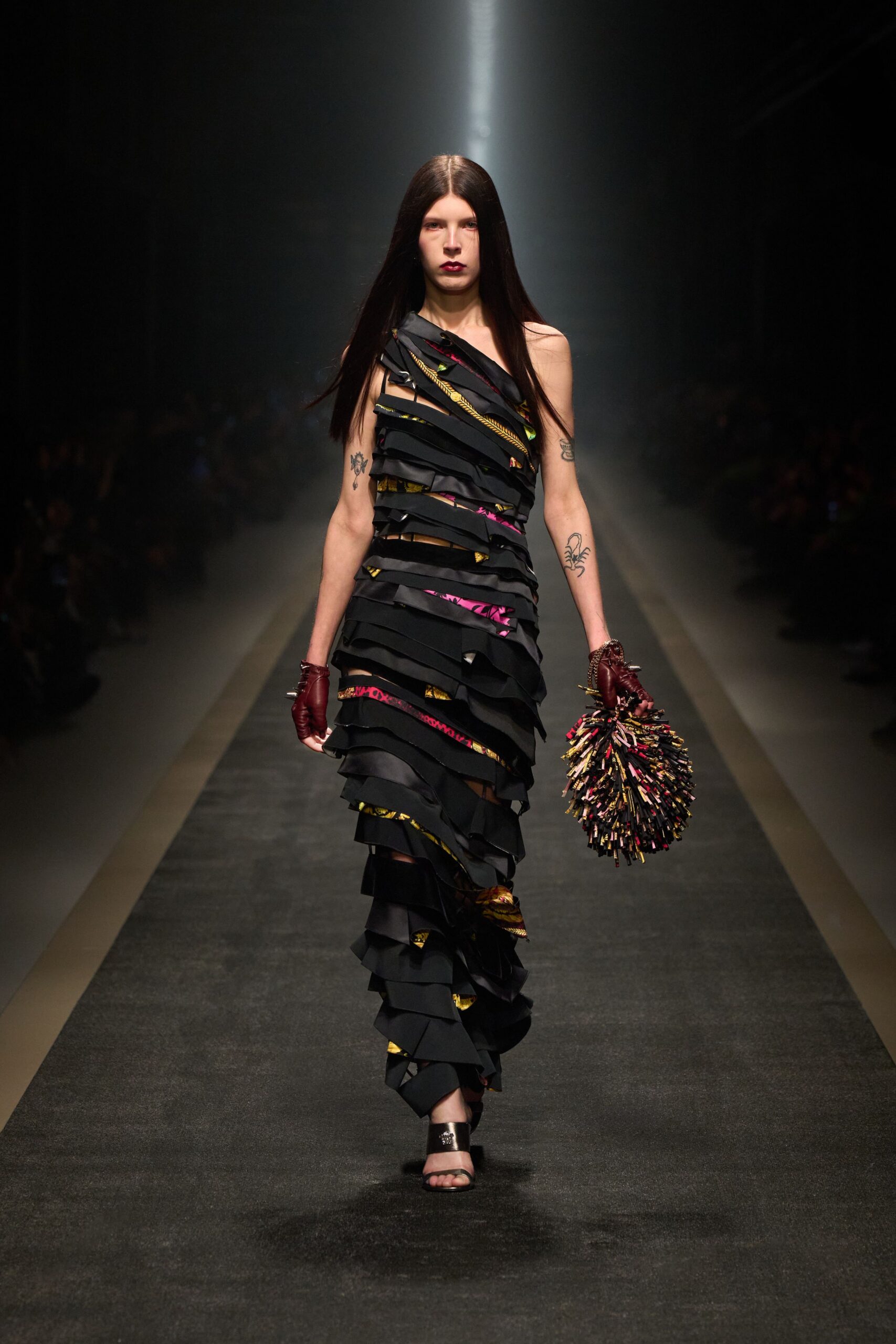 black multi-layered gown
