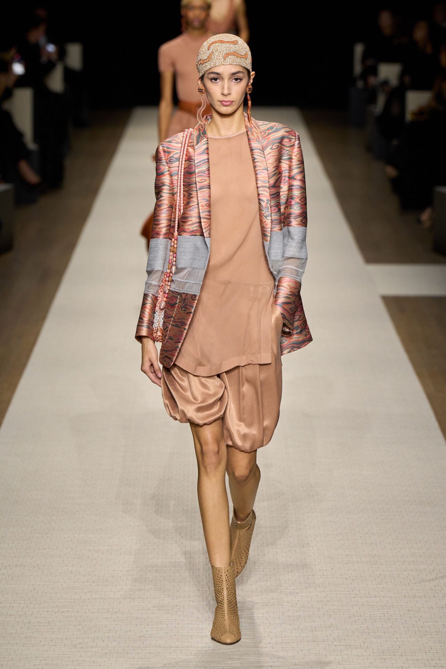 multi silk long-sleeve collared tailored layered blazer
