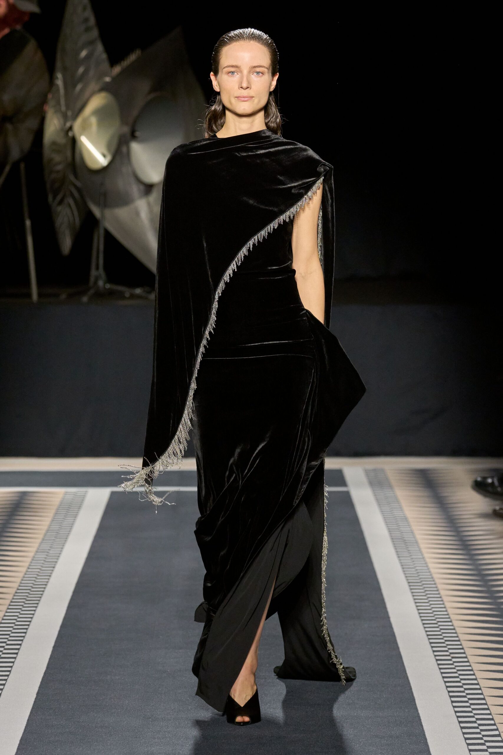 black velvet fitted gown