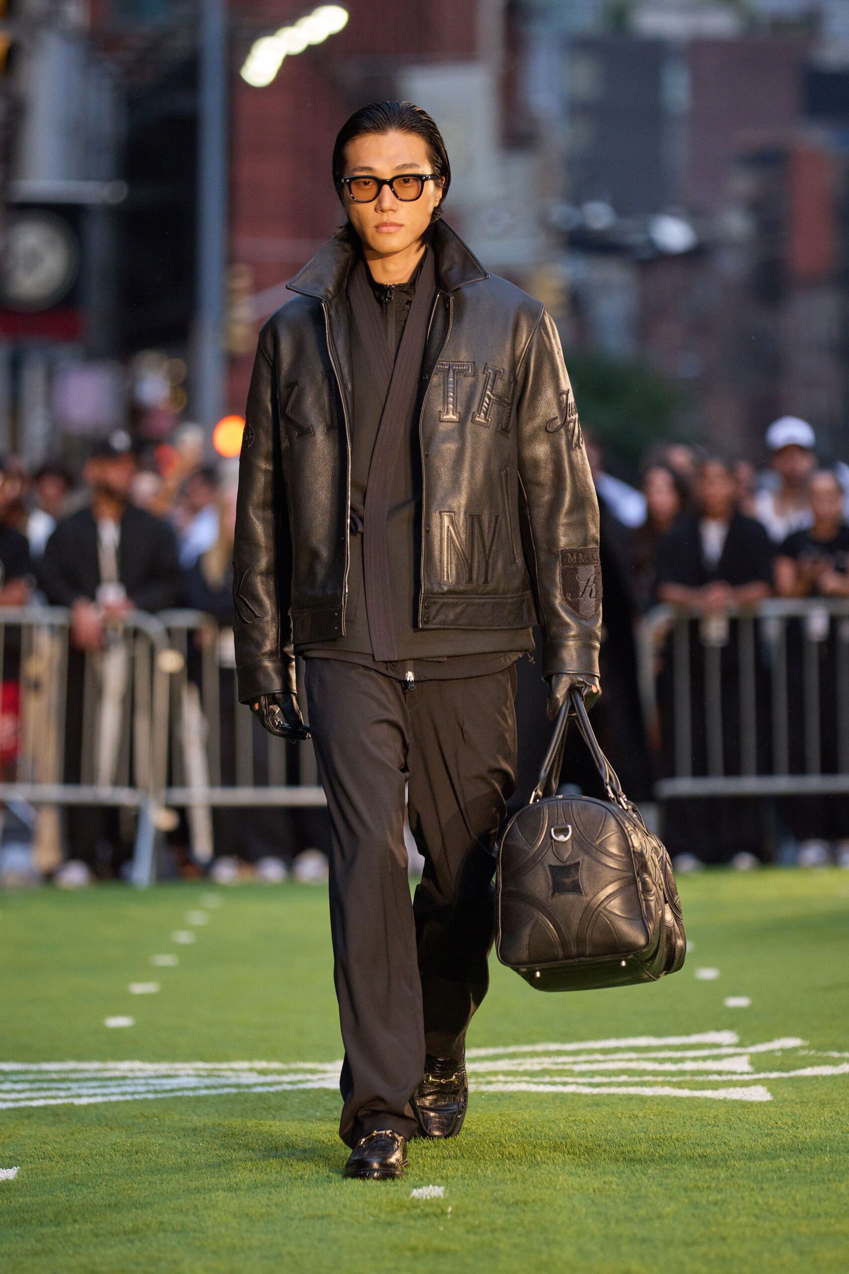black leather jacket and pants