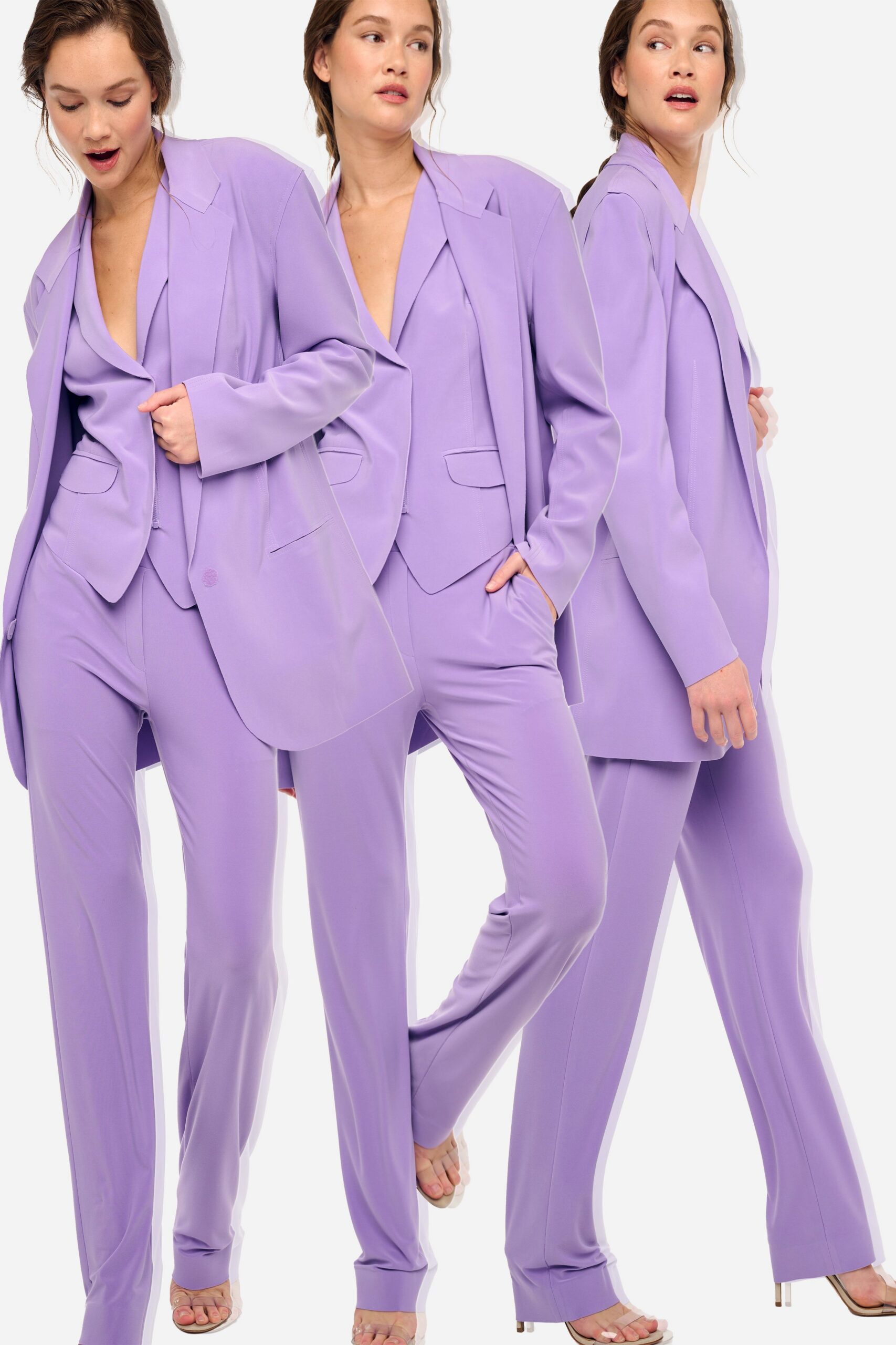 purple slim straight-leg pants