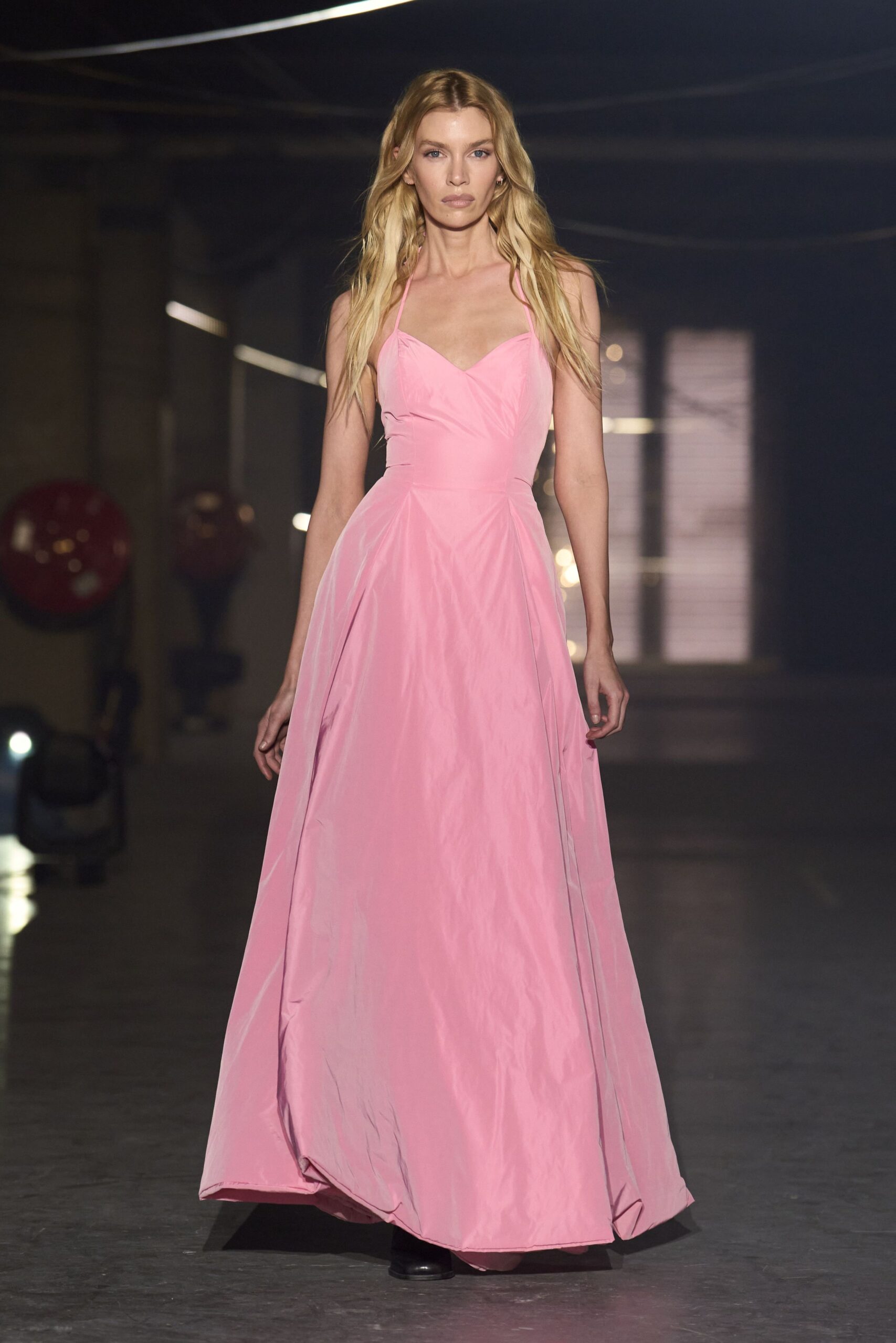 pink silk sleeveless gown