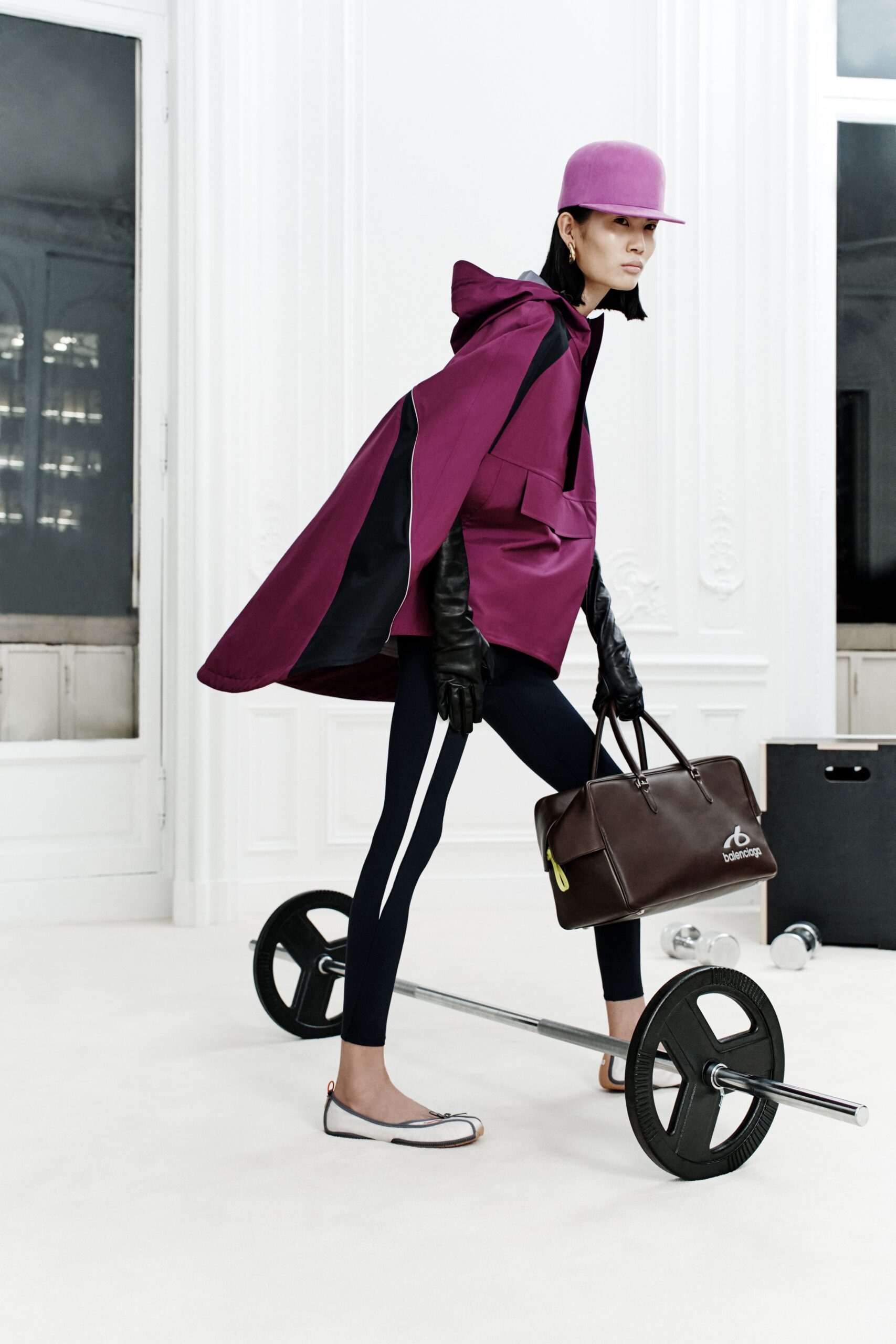 purple cotton hooded relaxed cape