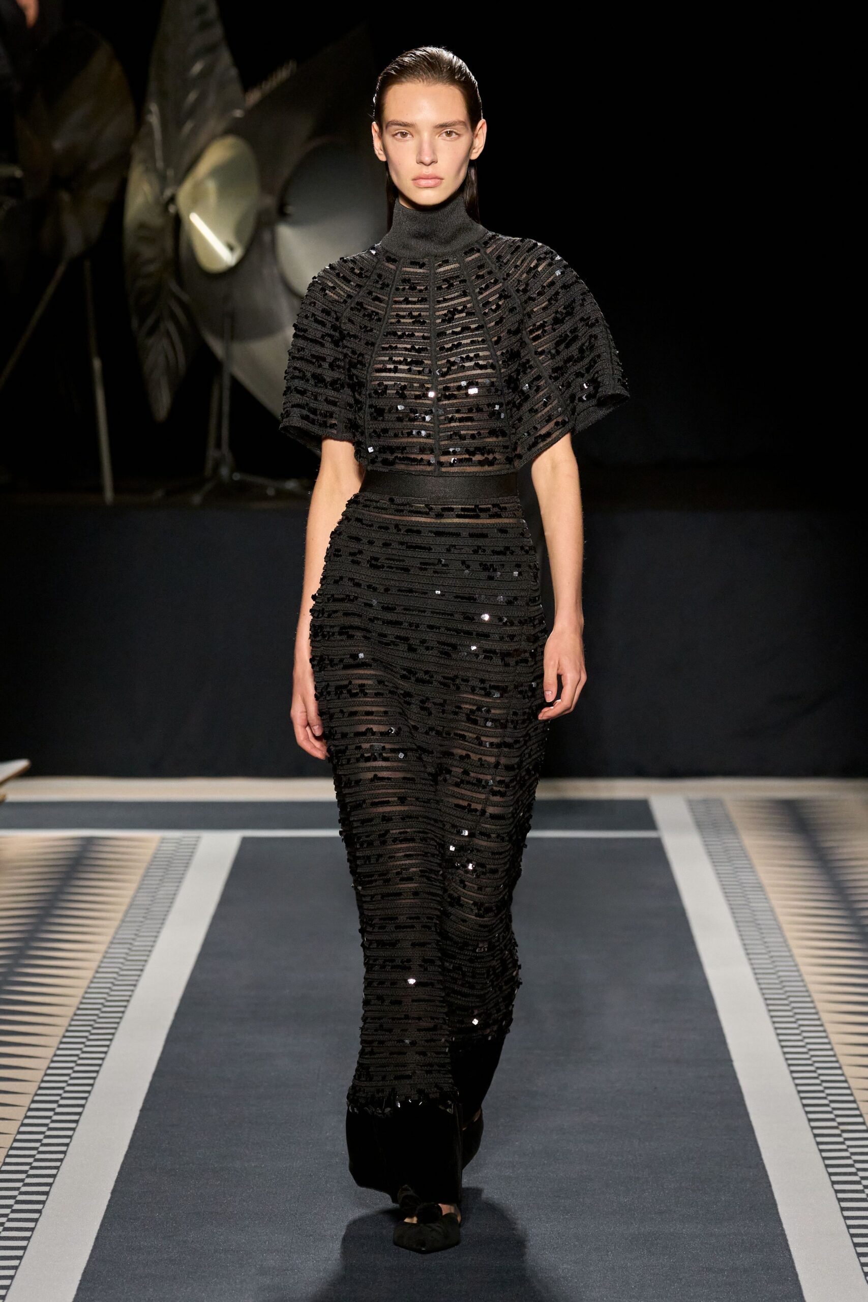 black silk fitted gown
