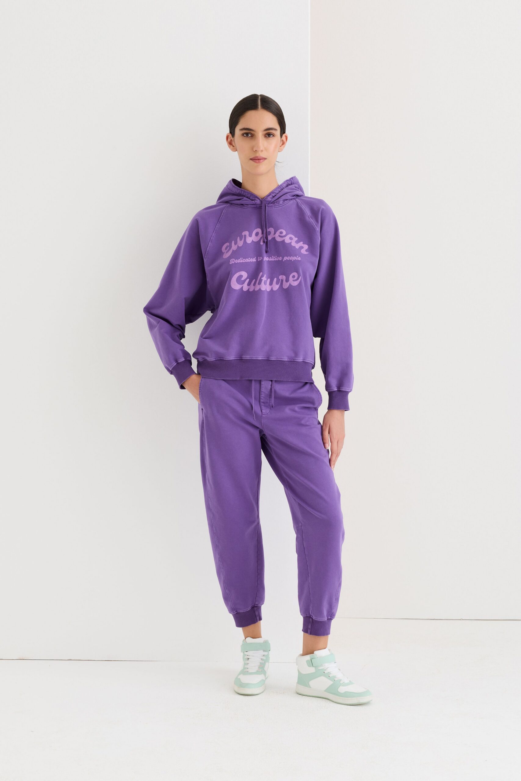 purple hoodie and pants outfit