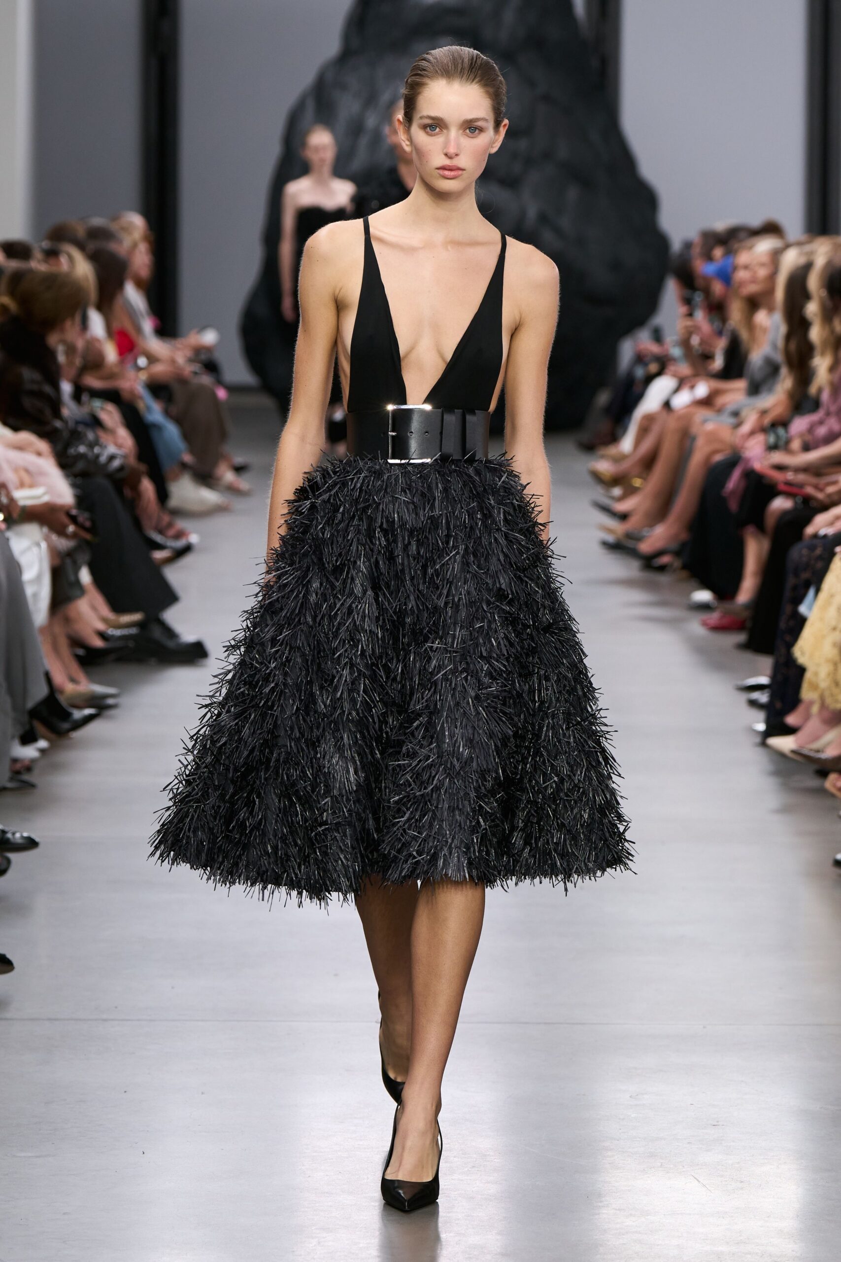 black silk sleeveless dress