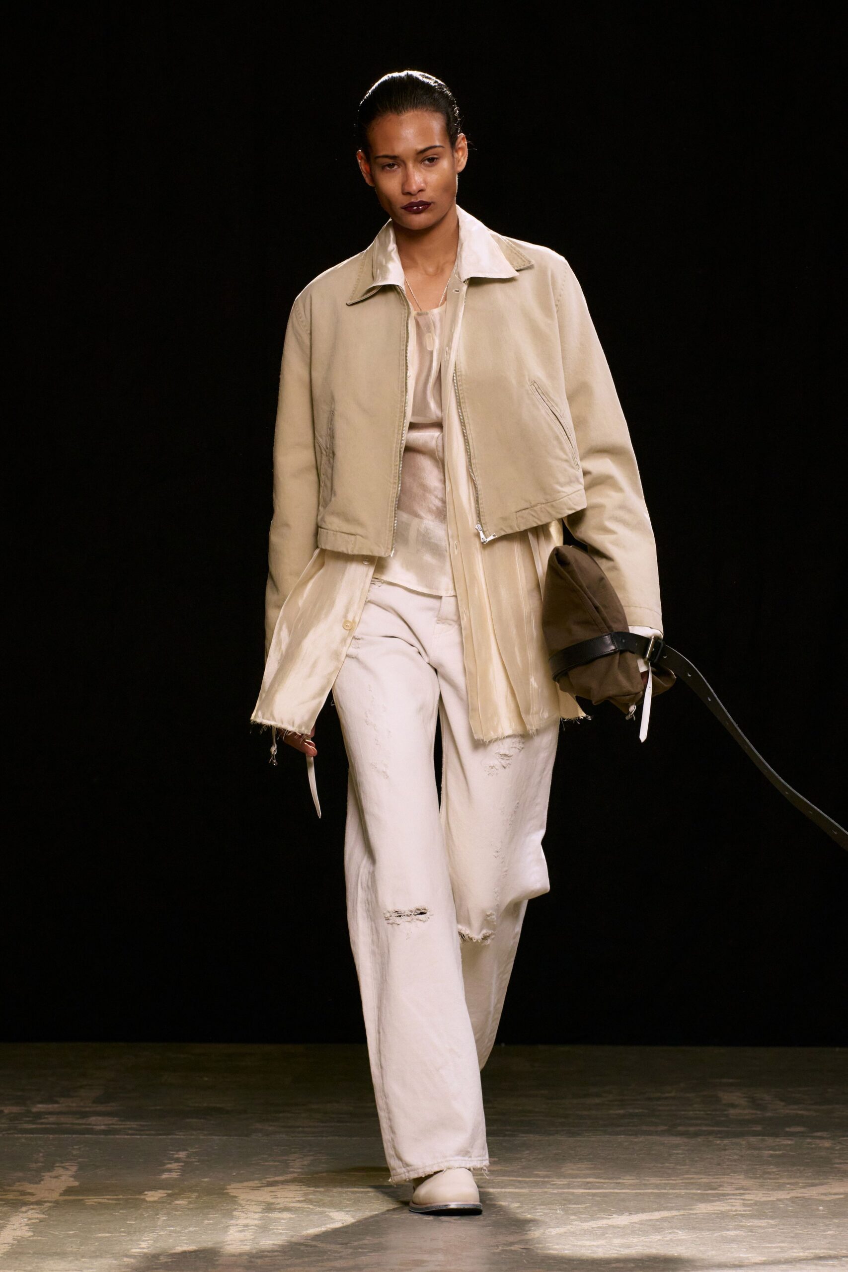 white denim relaxed distressed pants