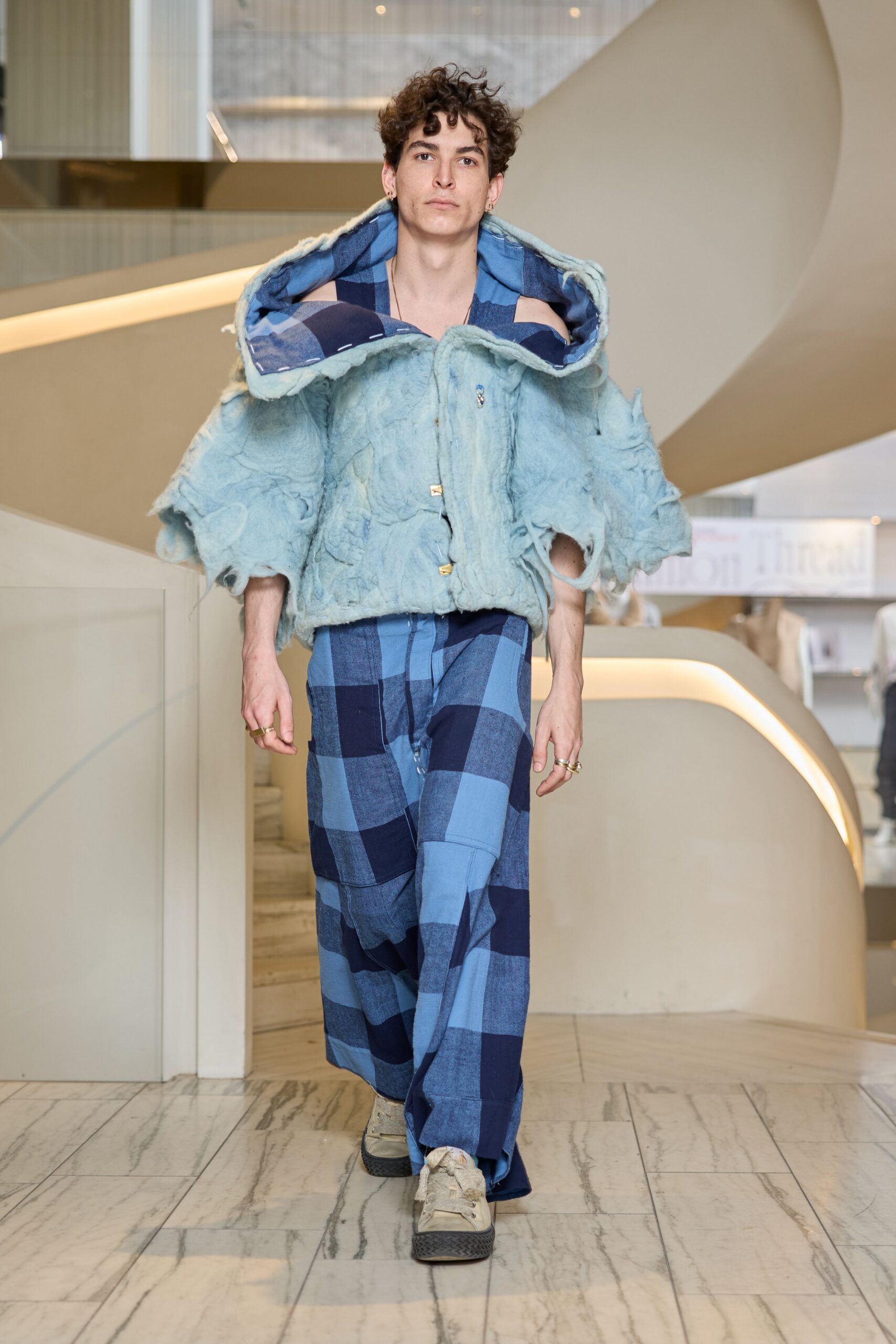 blue relaxed jacket and pants