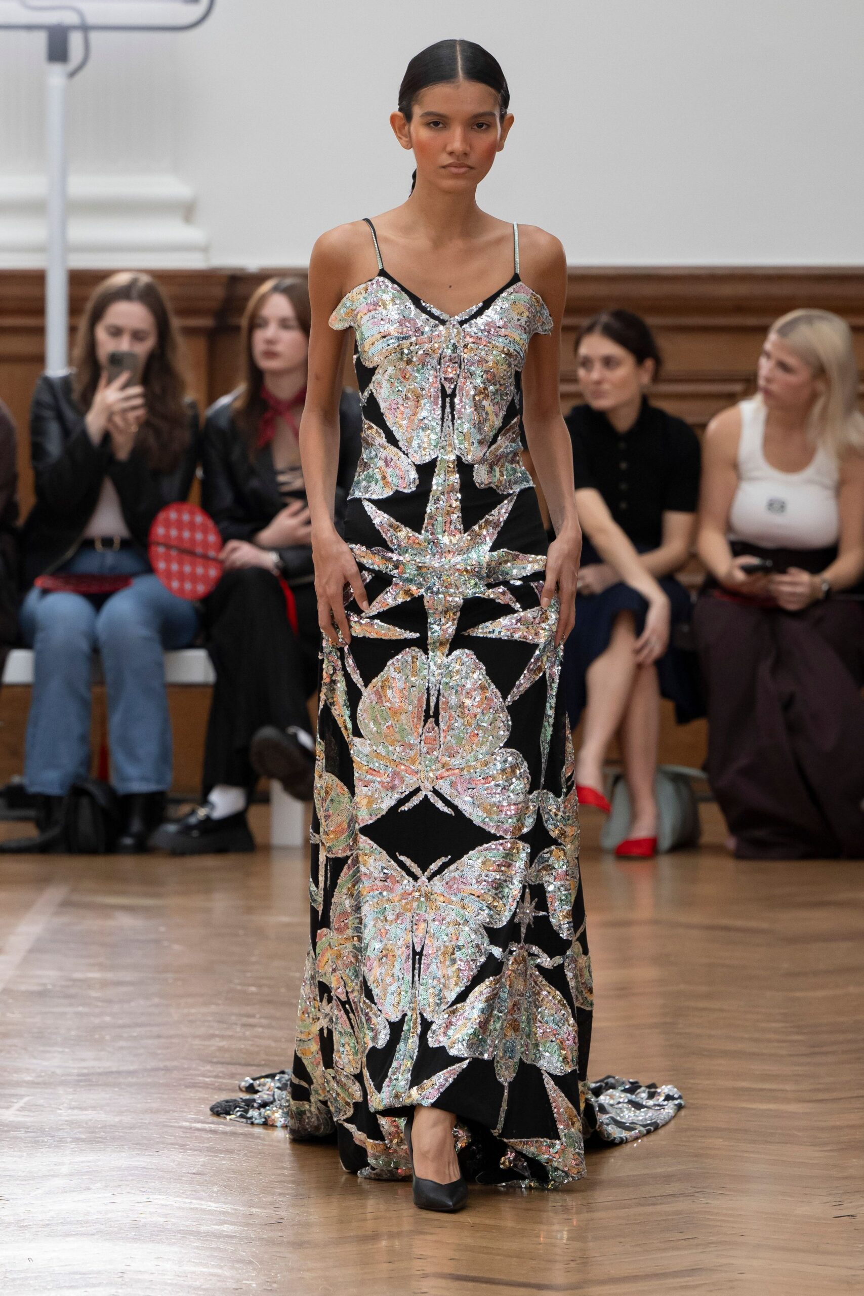 black multi sequin gown