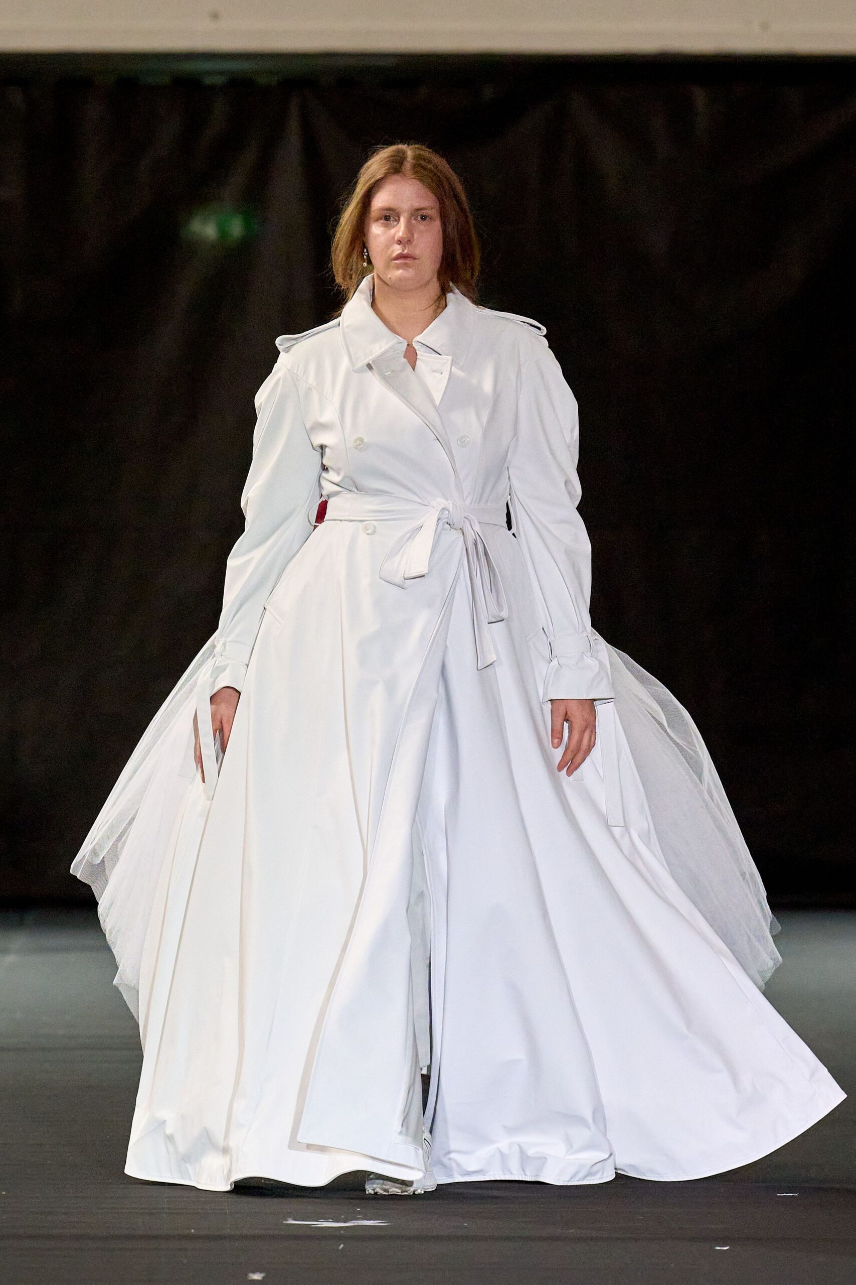 white relaxed belted coat