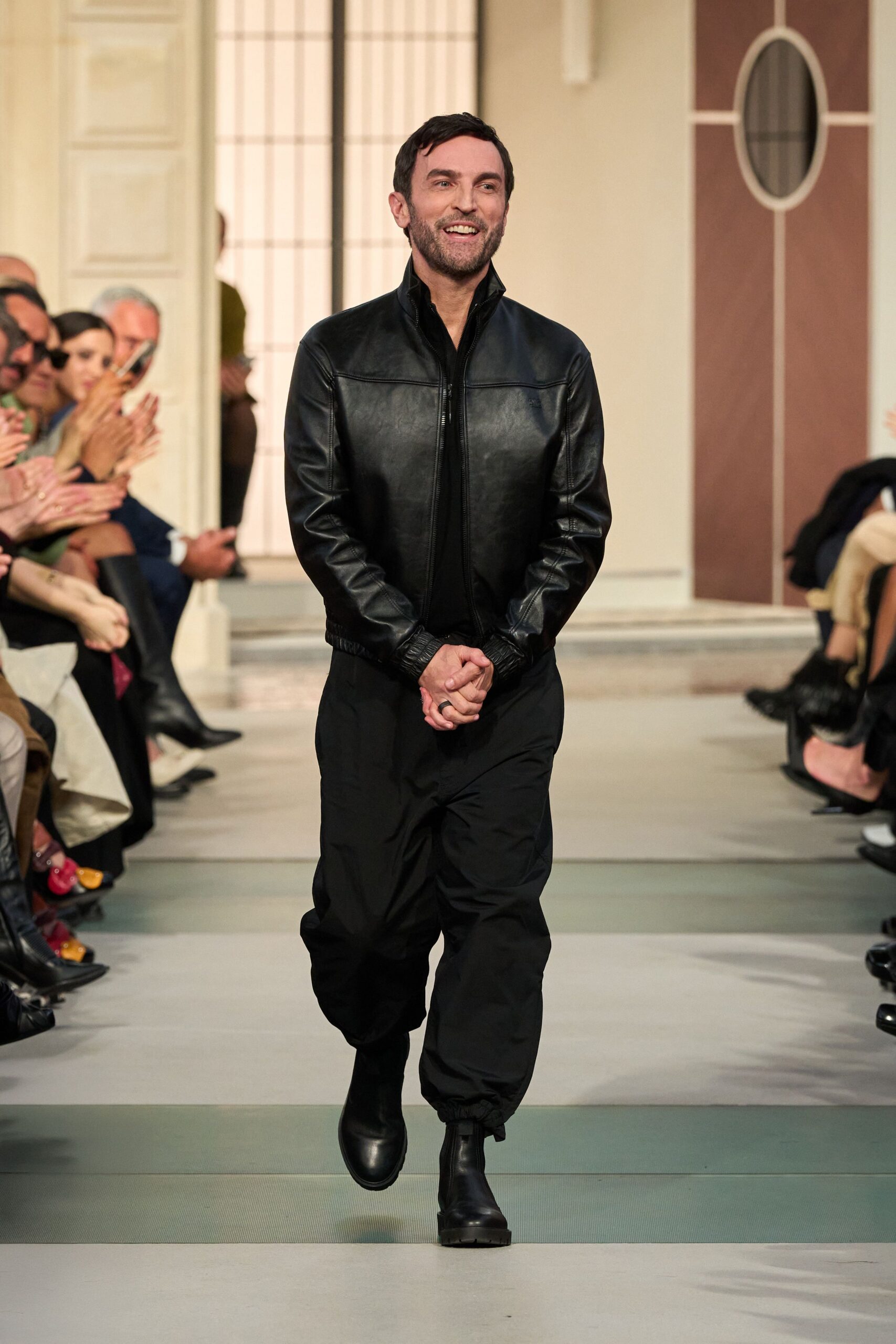 black leather jacket and pants