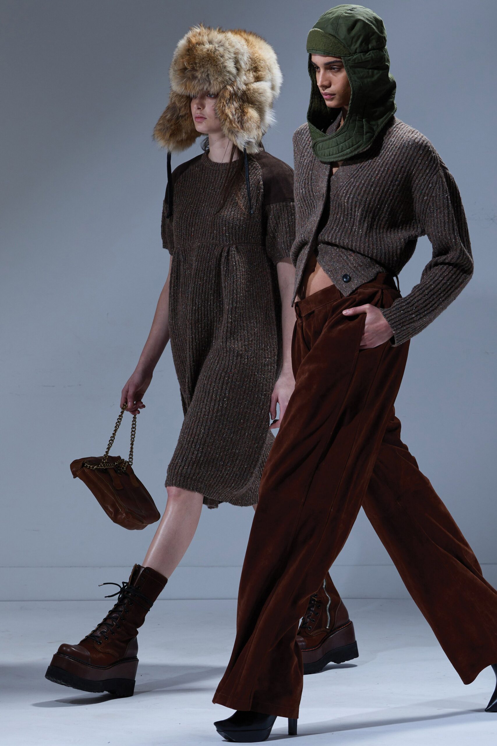 brown wool long-sleeve collared fitted buttoned sweater