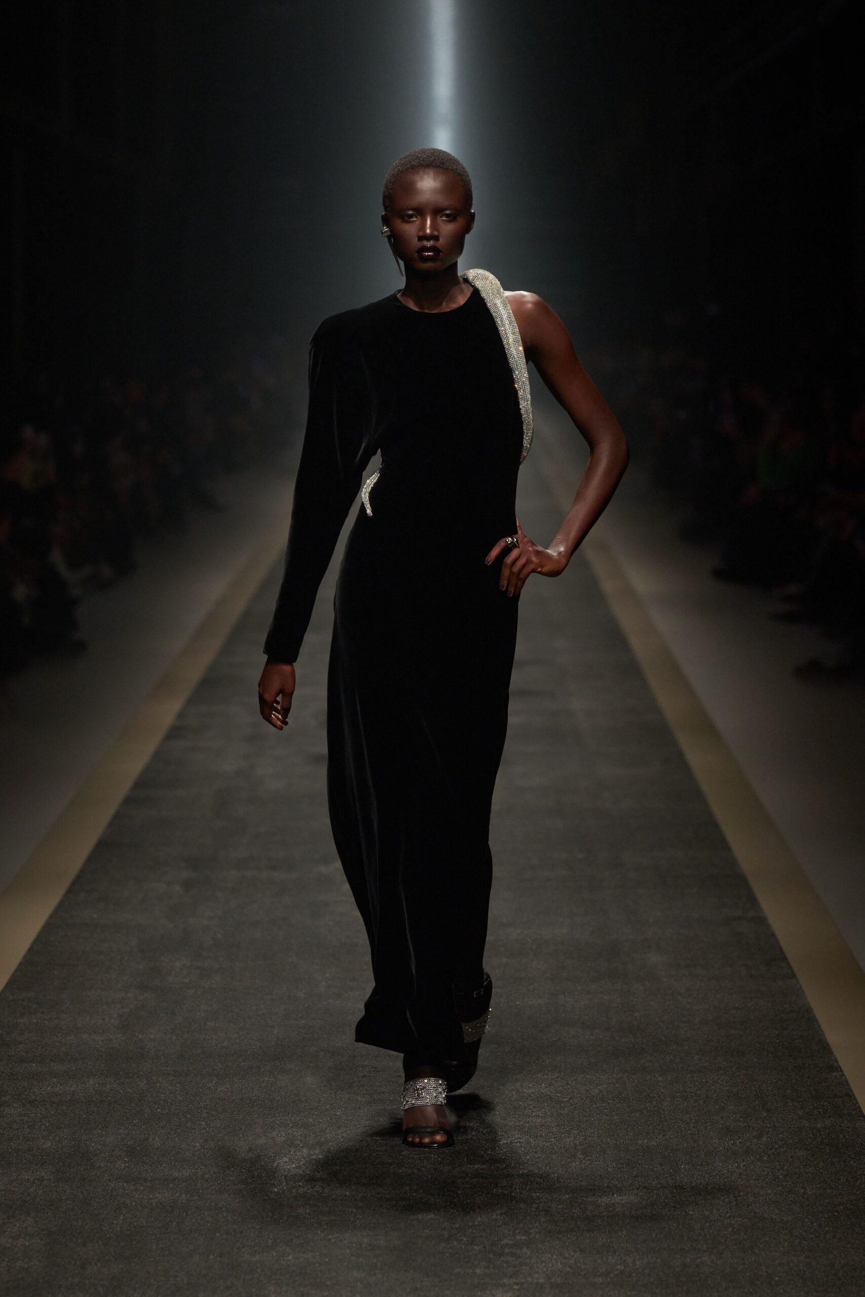 black velvet fitted gown
