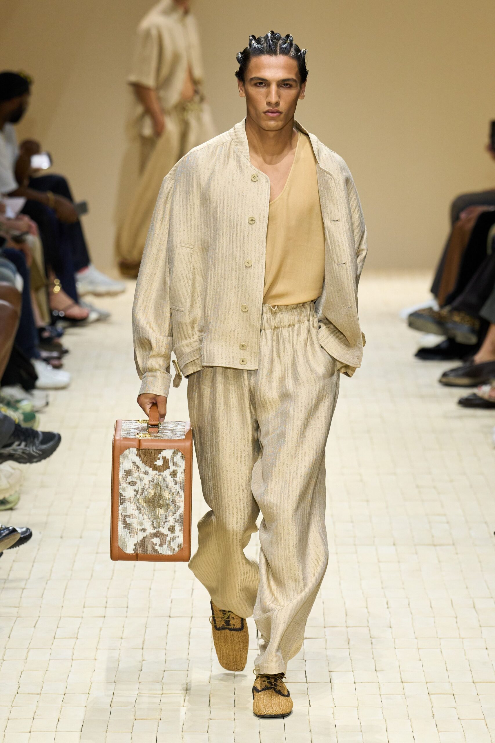 beige relaxed jacket and pants