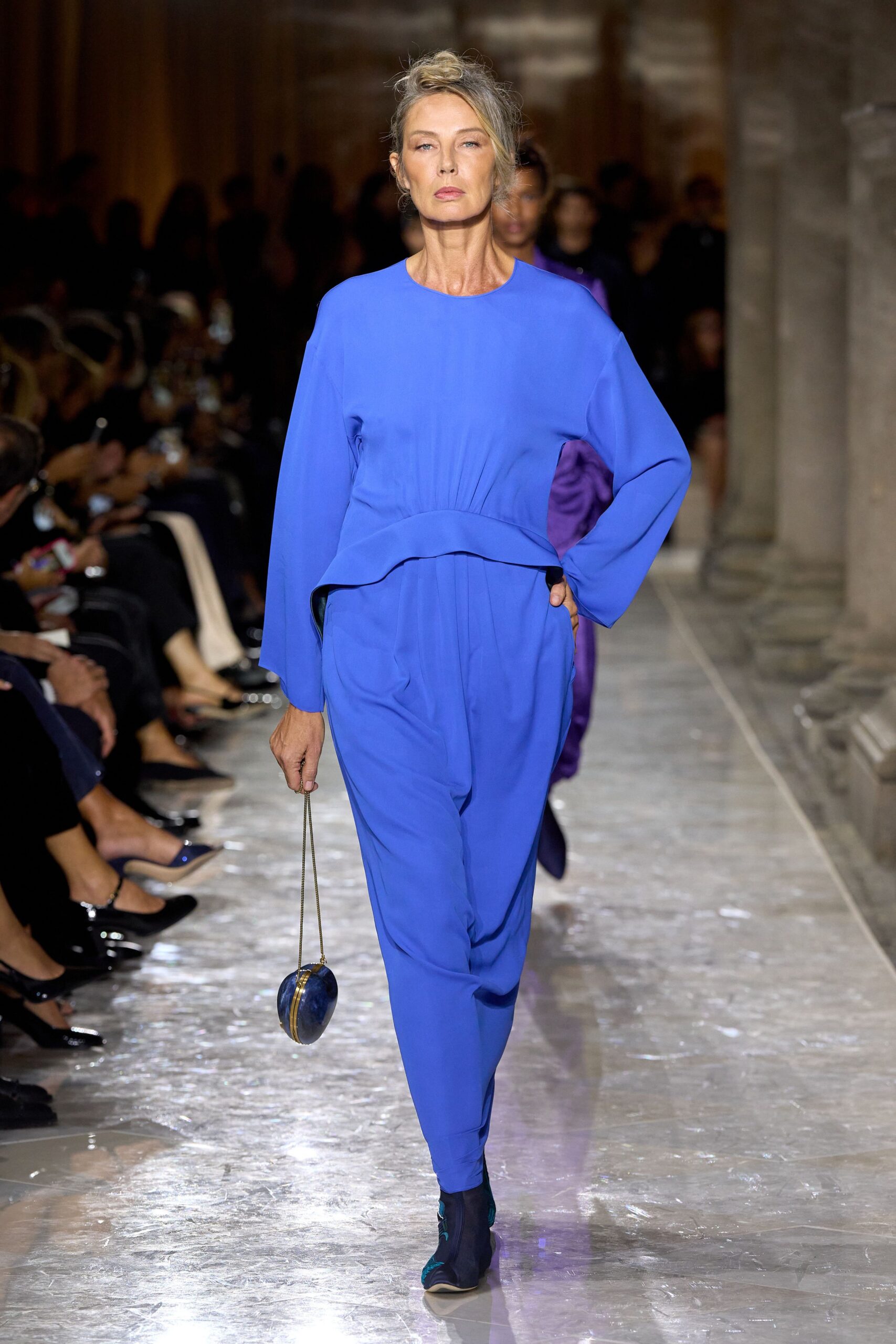 blue silk relaxed jumpsuit