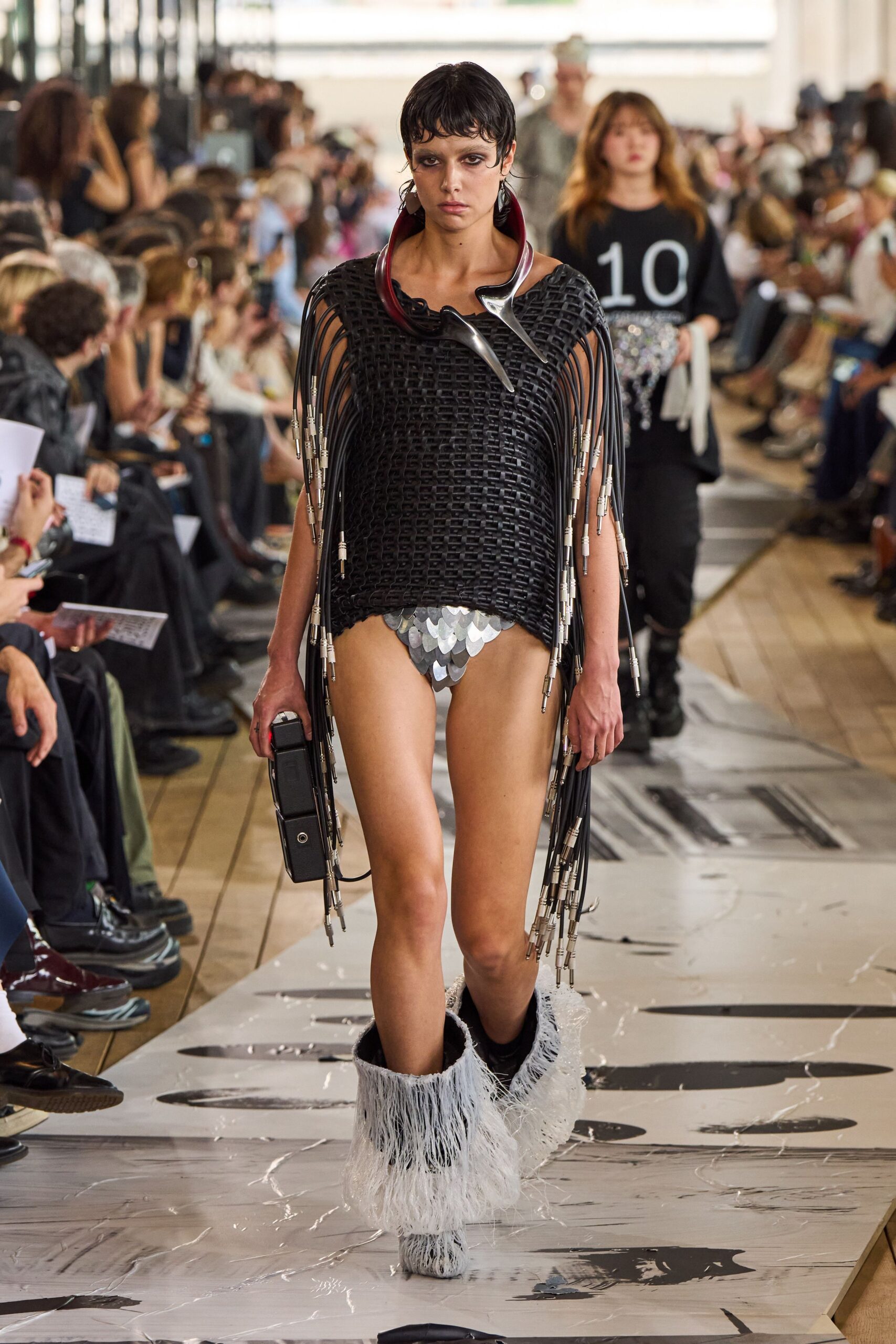 black cotton sleeveless relaxed fringed poncho