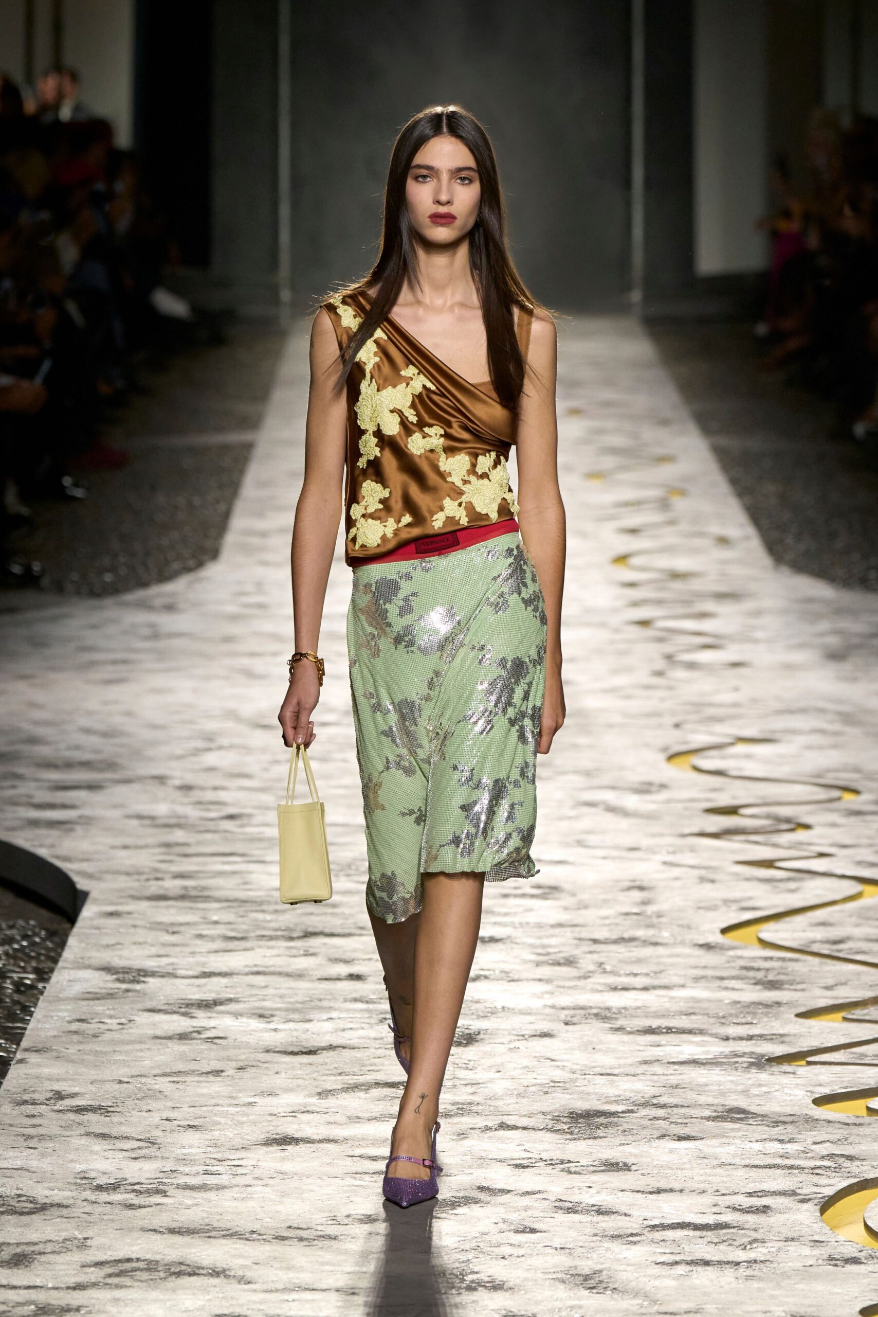 gold silk sleeveless v-neck fitted embroidered top