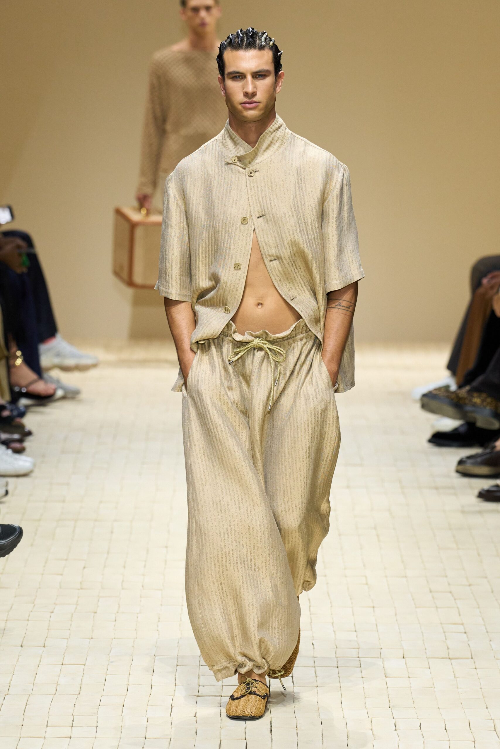 beige relaxed shirt and pants
