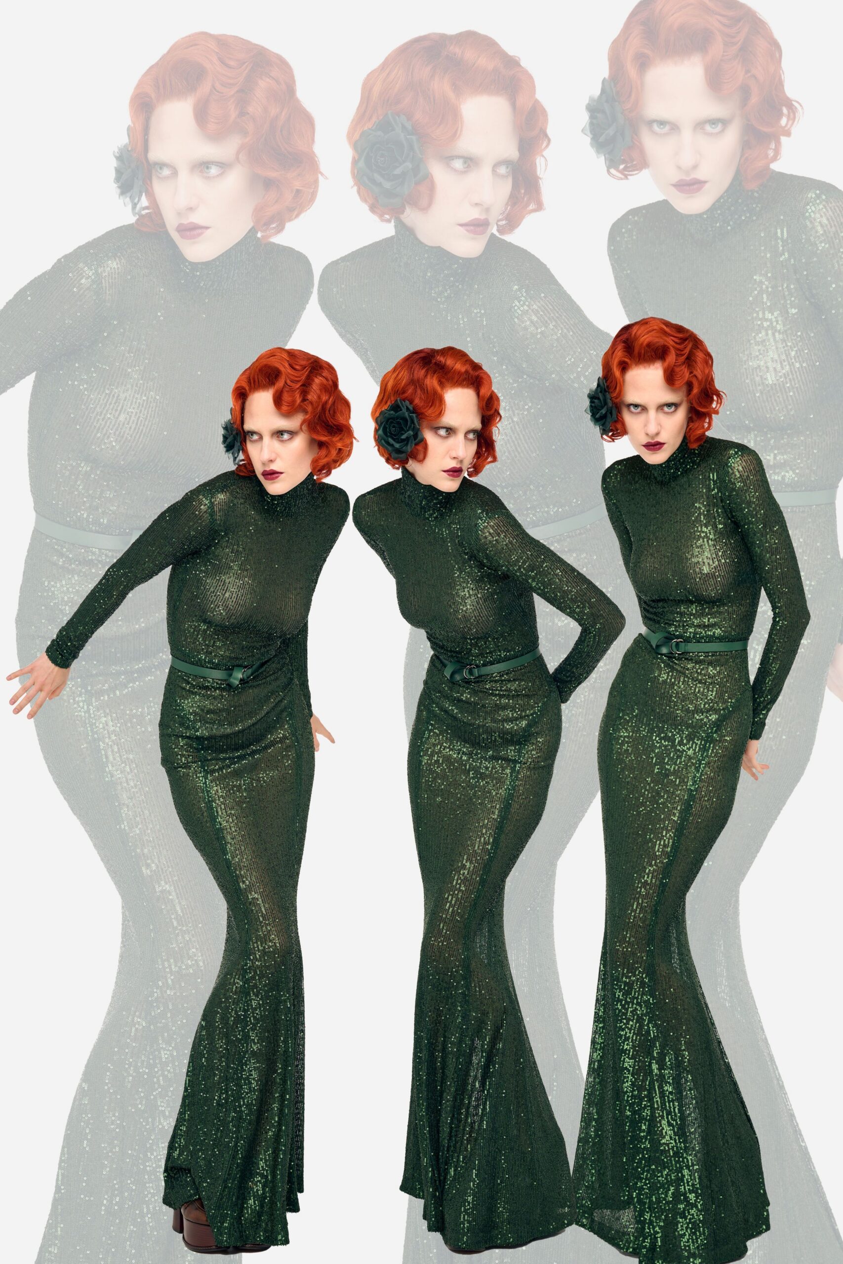 fitted green sequined gown