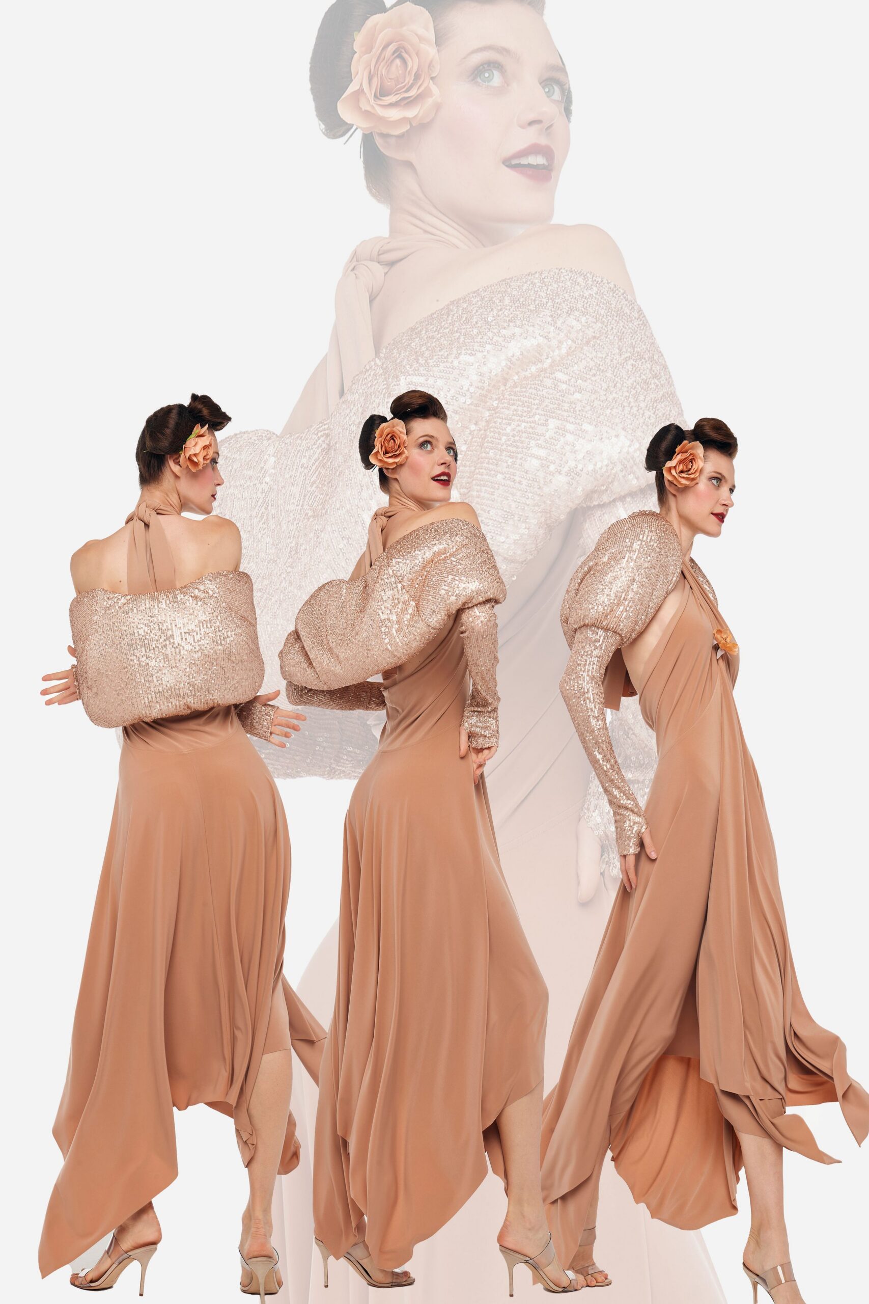 gold sequin long-sleeve relaxed shiny cape