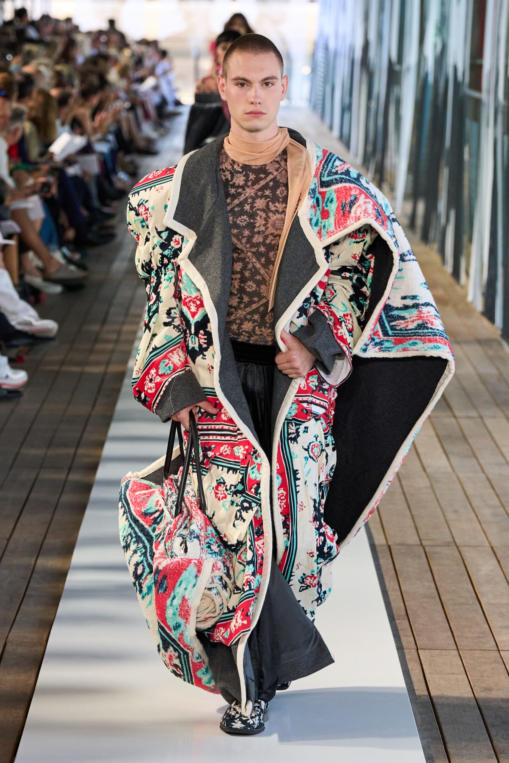 multi cotton oversized embroidered coat