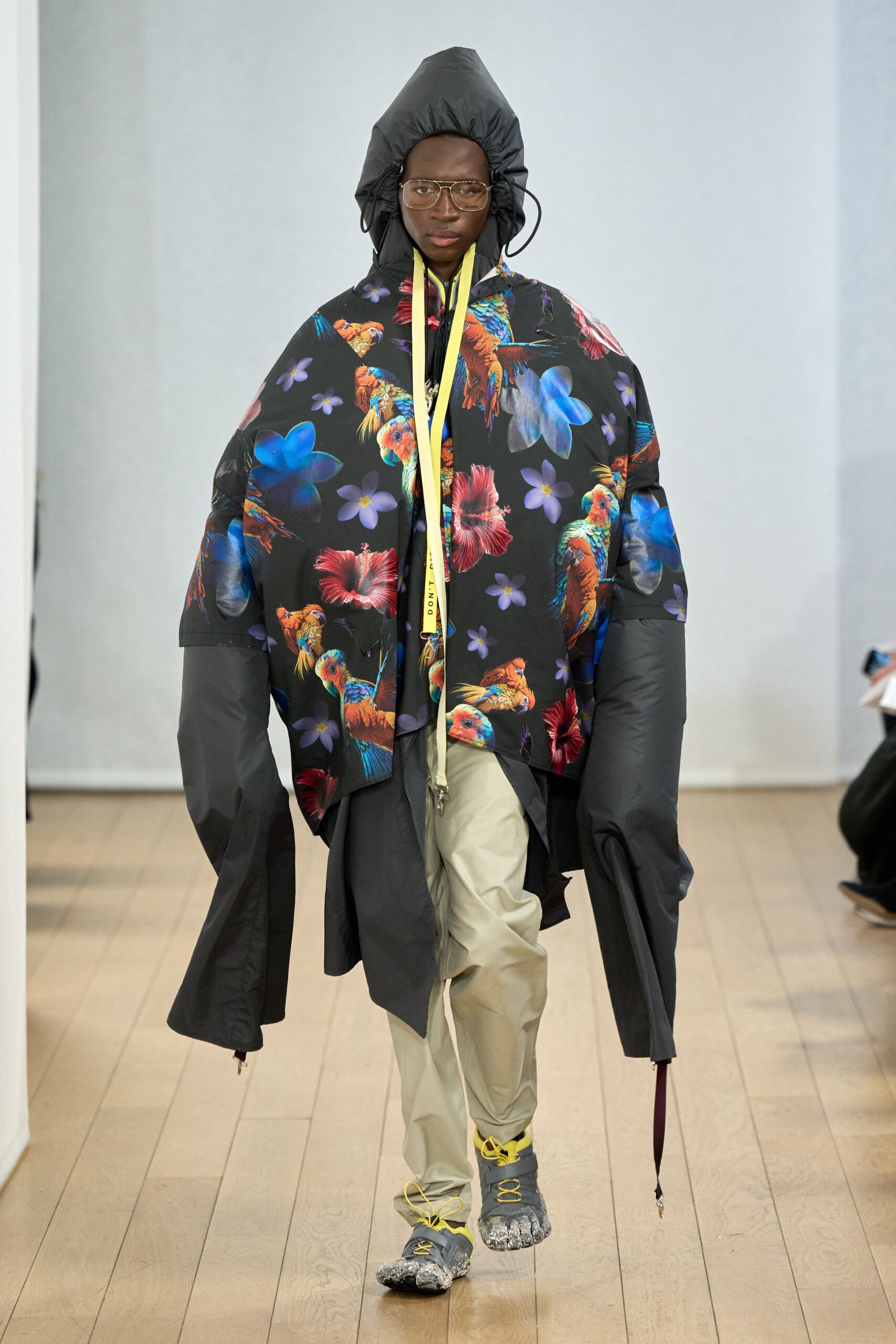 oversized black floral poncho