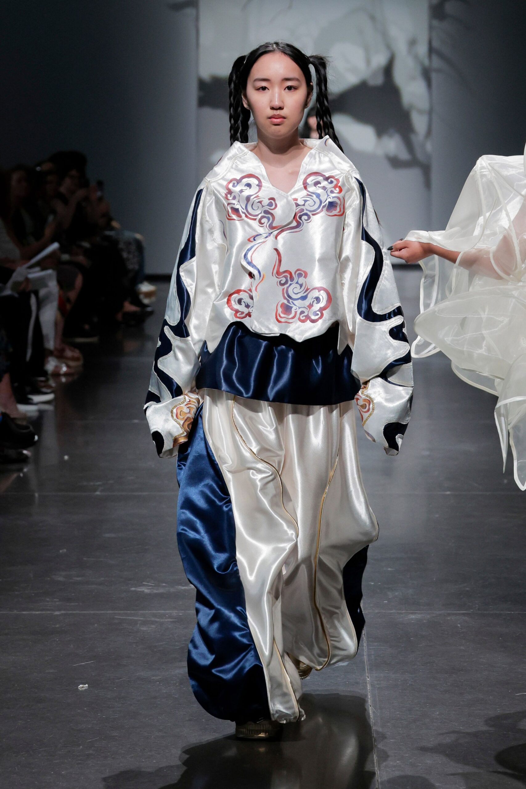 embroidered silk top and pants