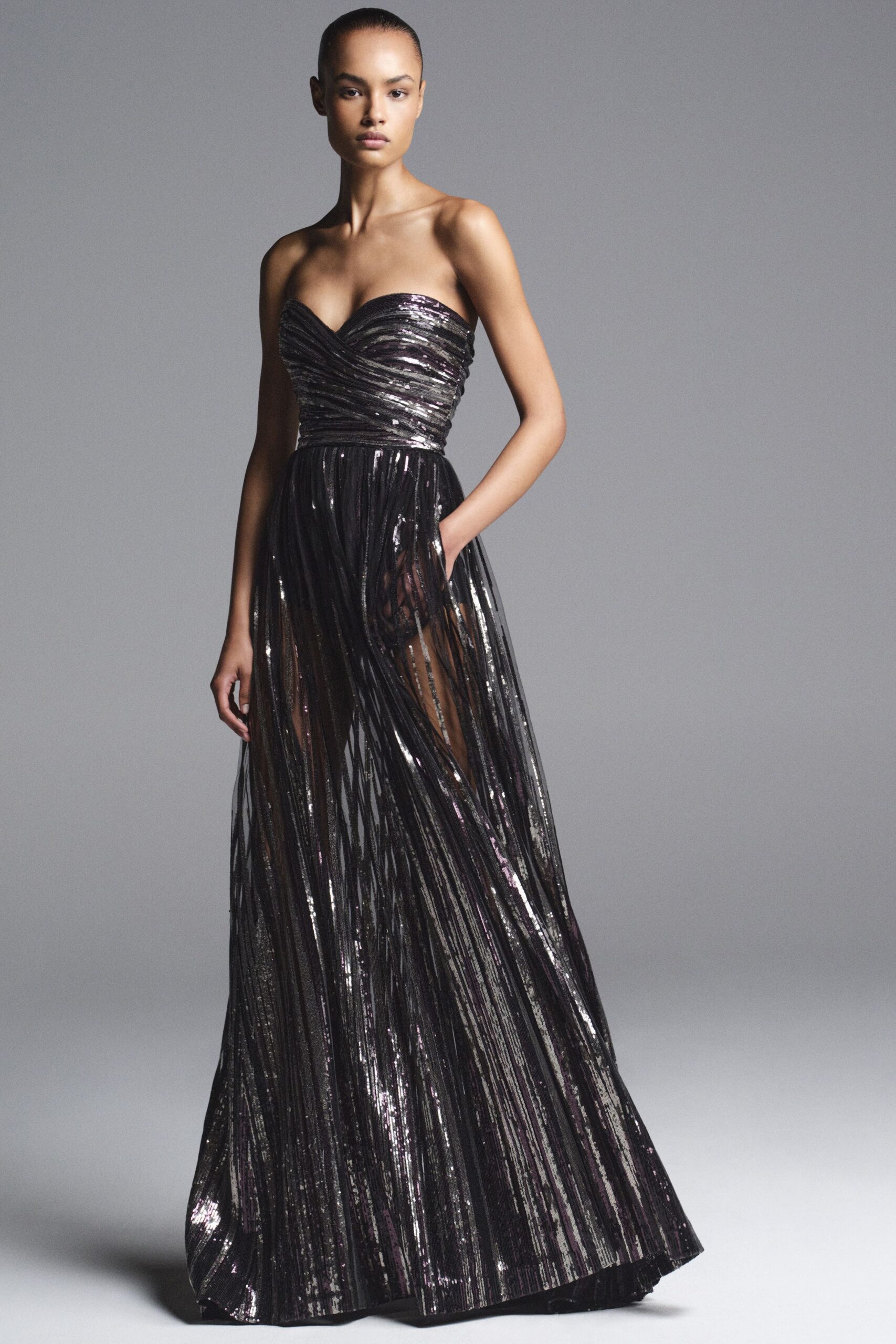 black and gold sequined gown