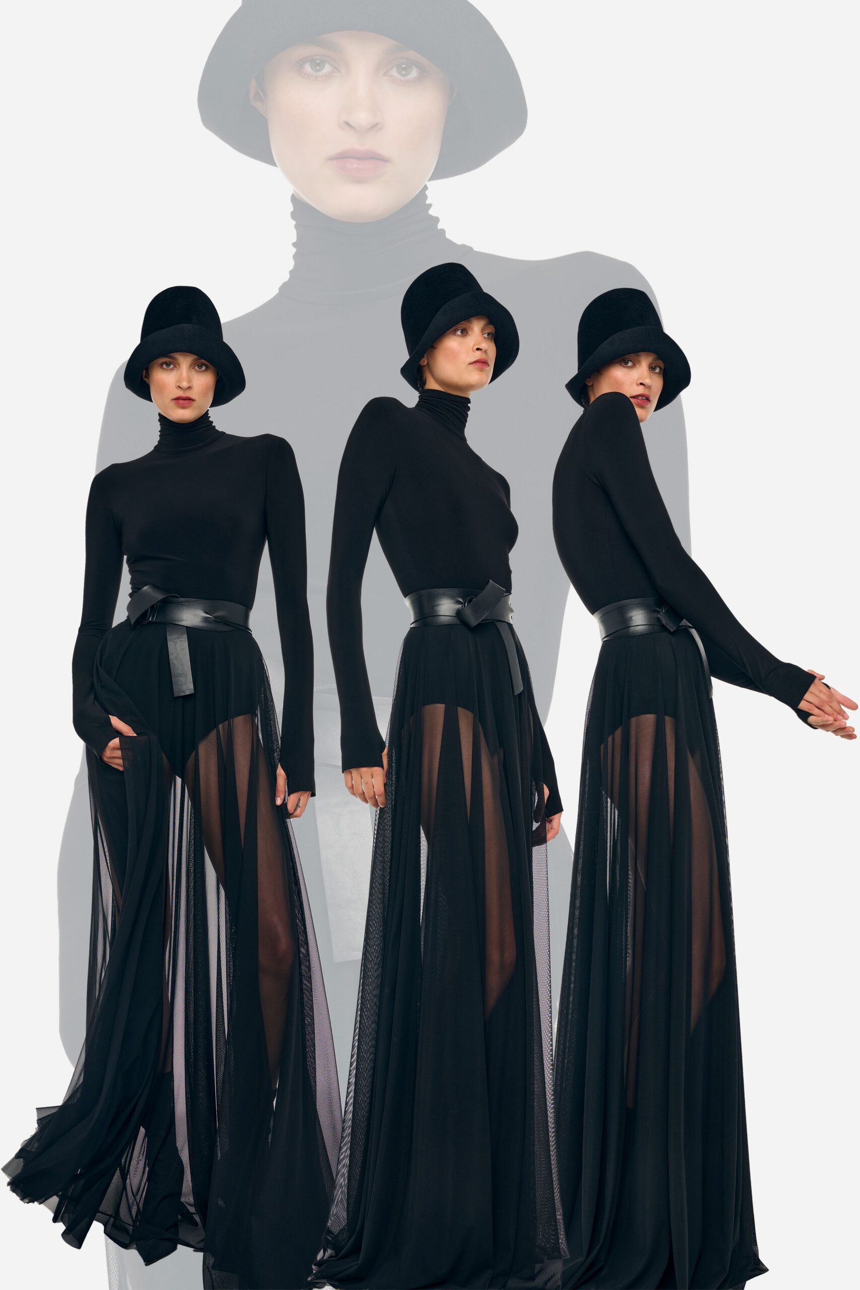 black silk gown with hat