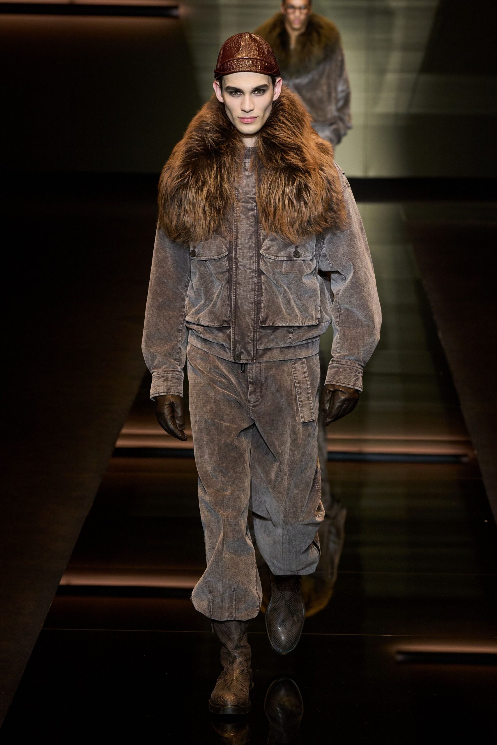brown leather jacket and pants