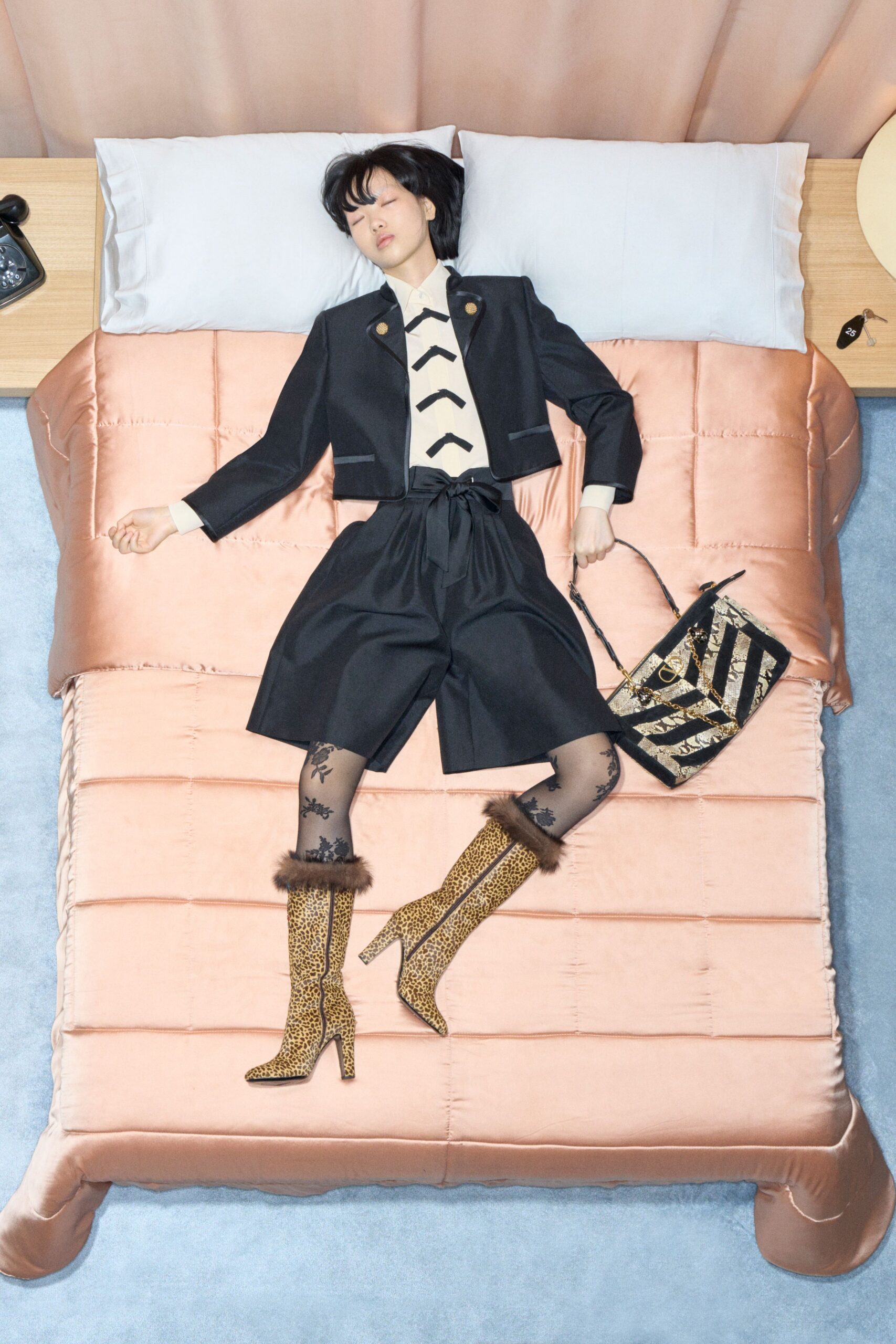 black cotton striped bag