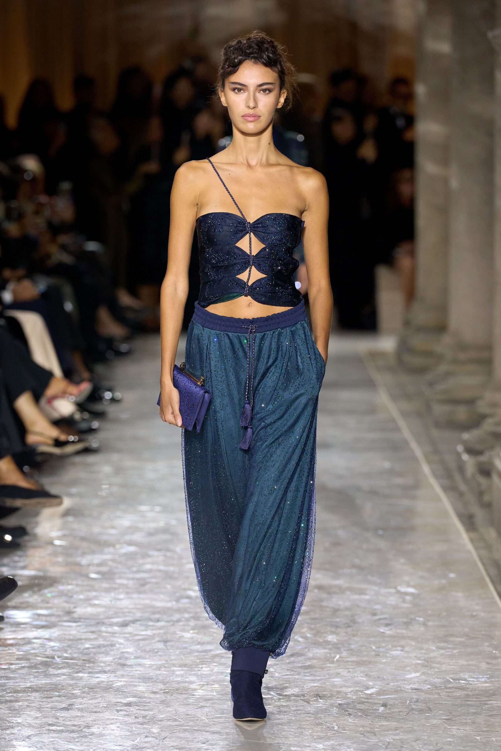 teal silk relaxed pleated flowing pants