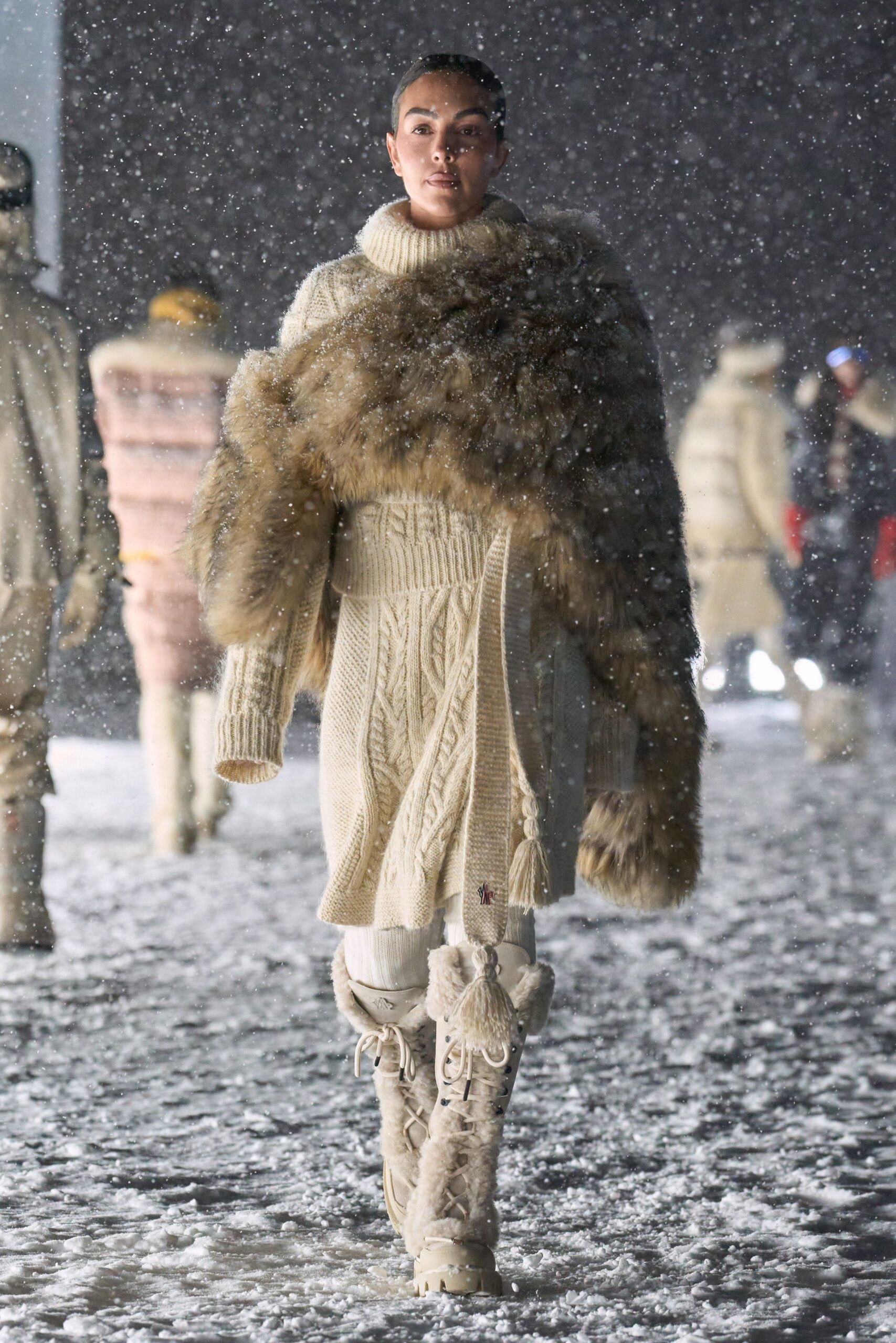 brown fur relaxed cape