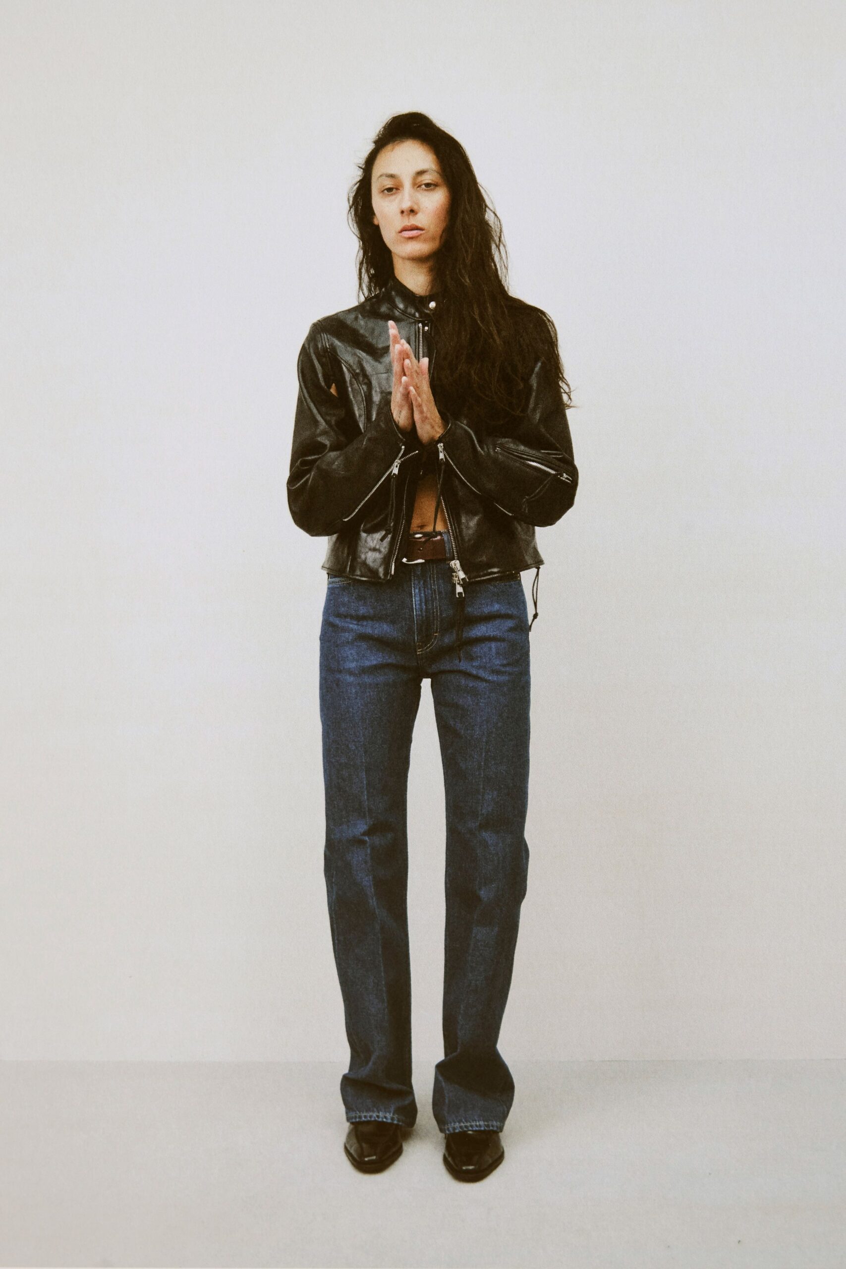 black leather jacket with jeans