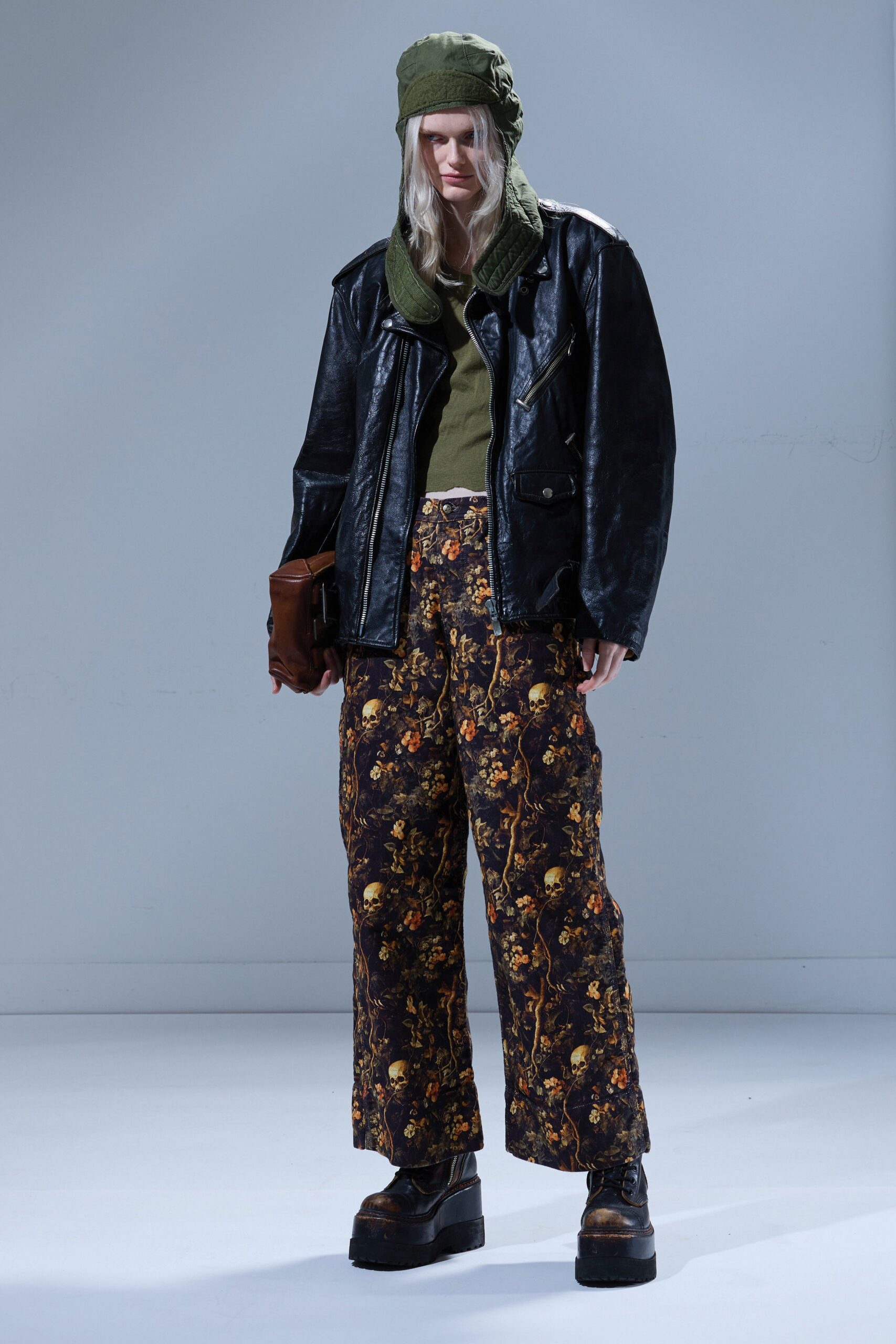 brown cotton relaxed flared pants