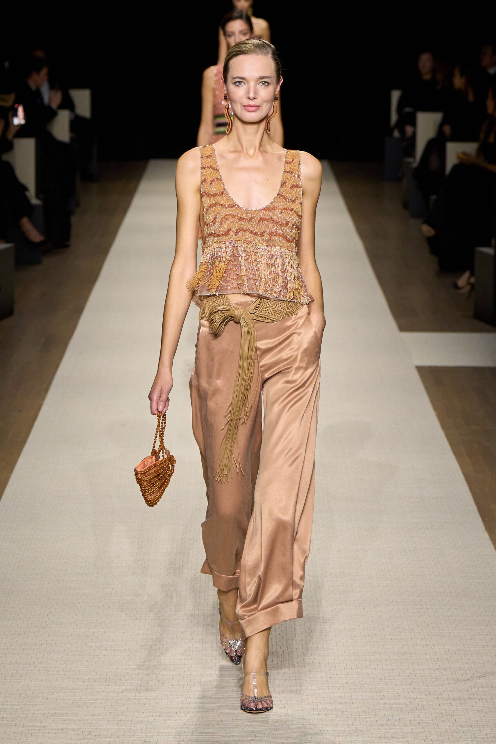 beige satin relaxed wide-leg pants