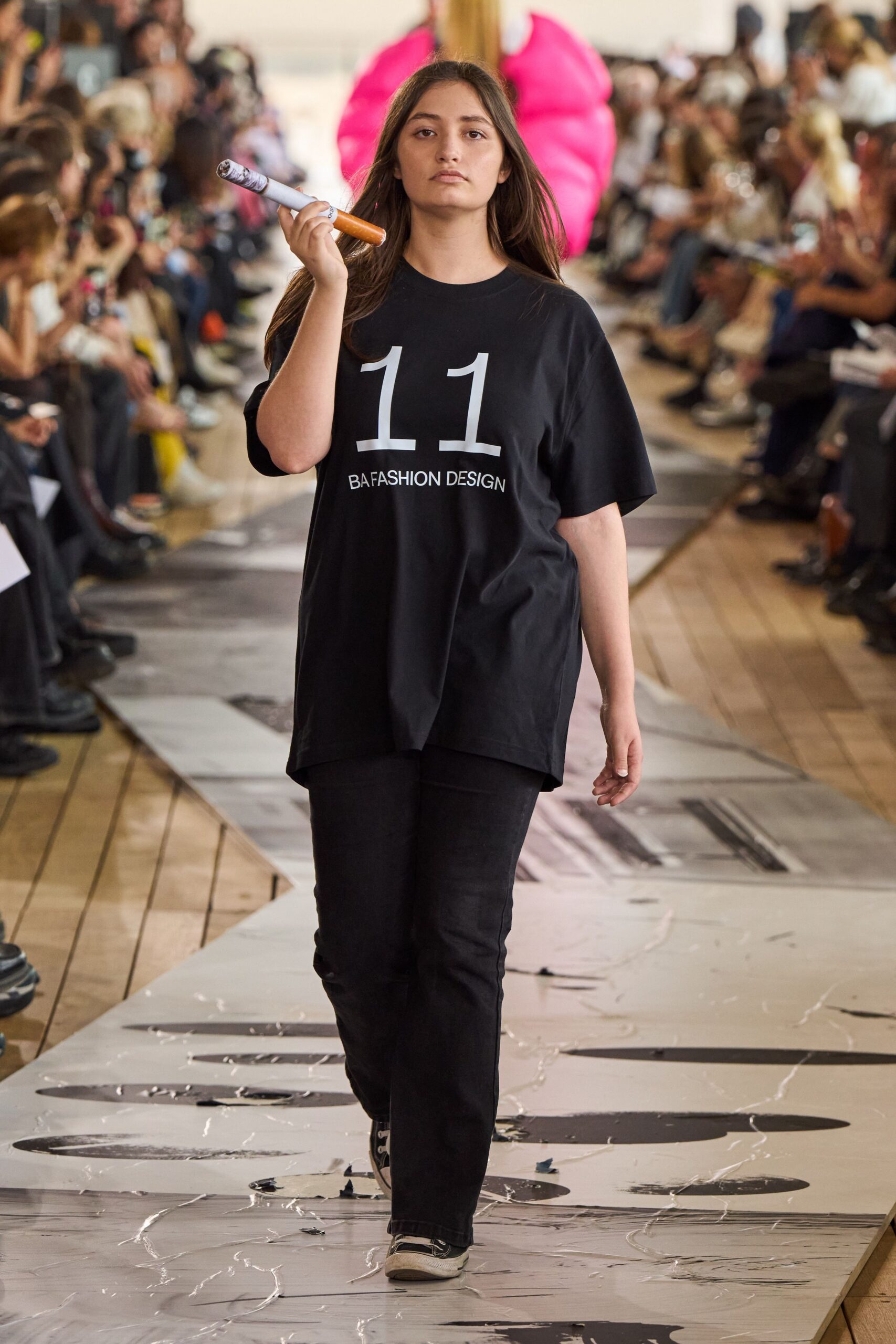 black cotton short-sleeve collared oversized t-shirt
