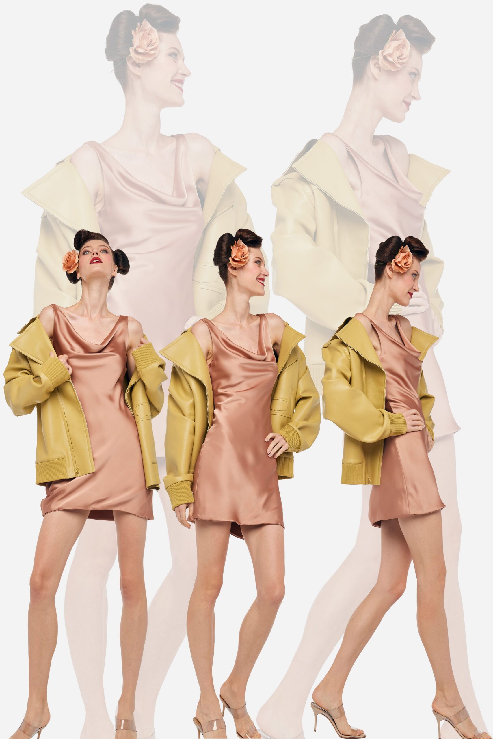 yellow cotton long-sleeve collared oversized jacket