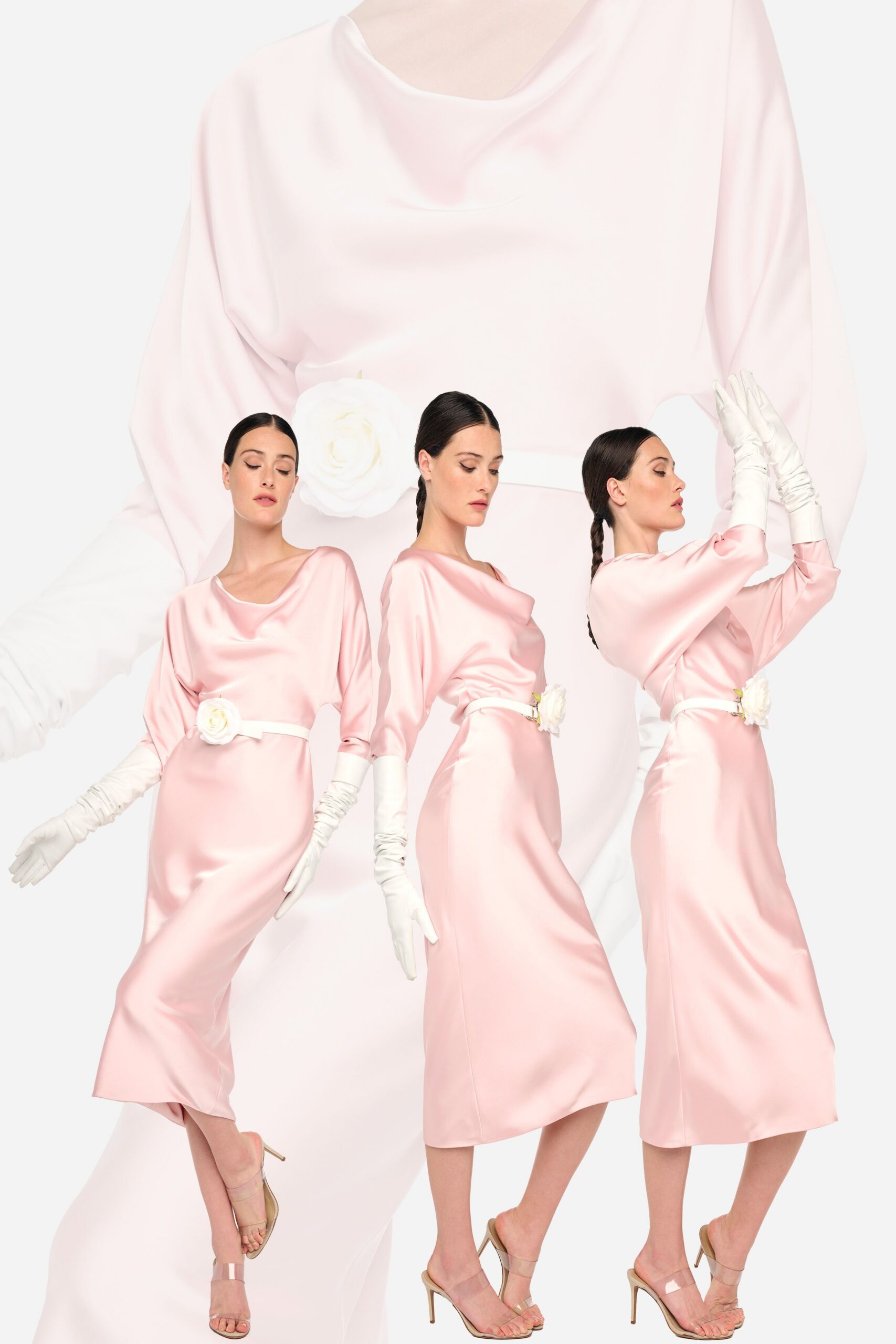 pink satin midi dress