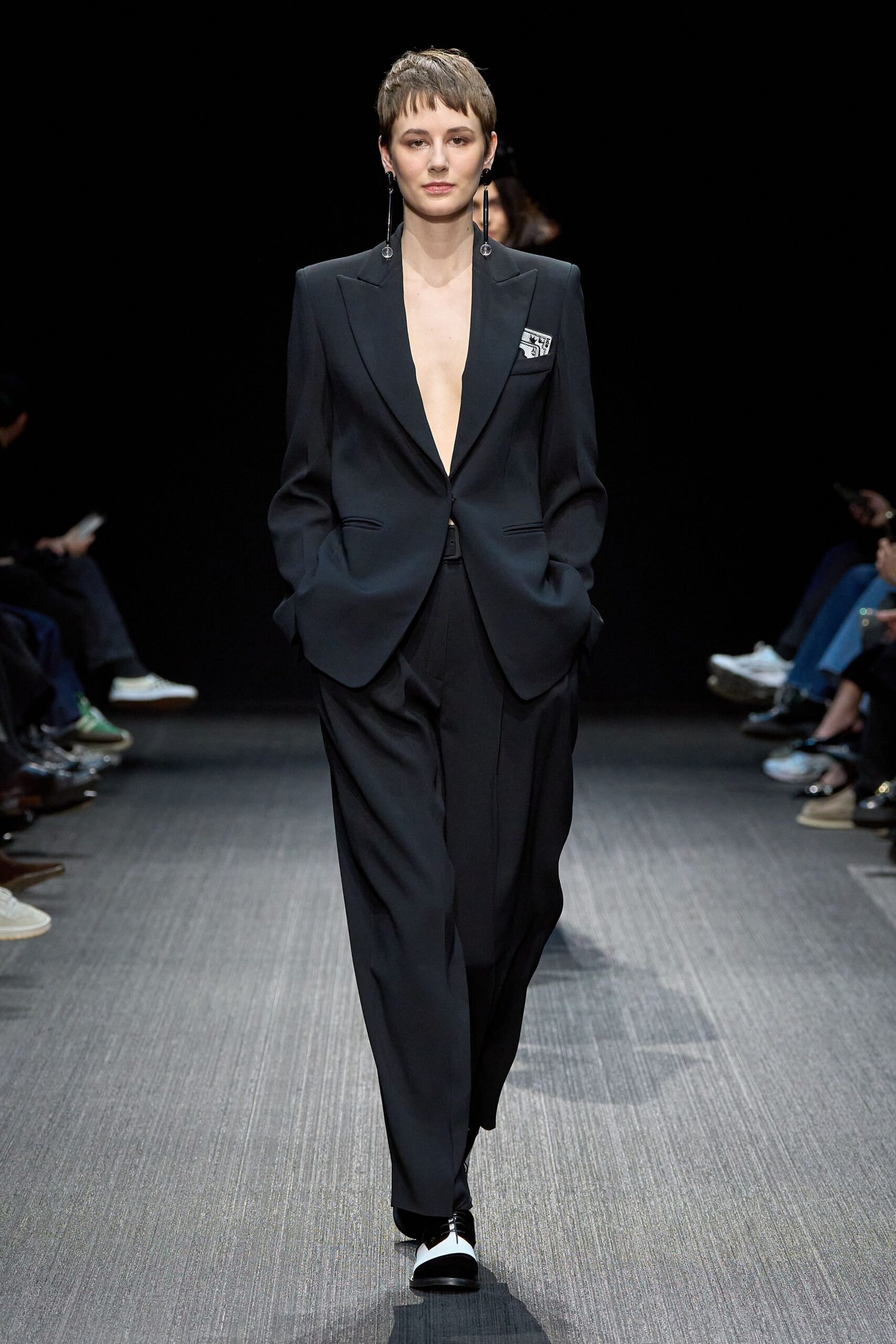black relaxed suit with shoes